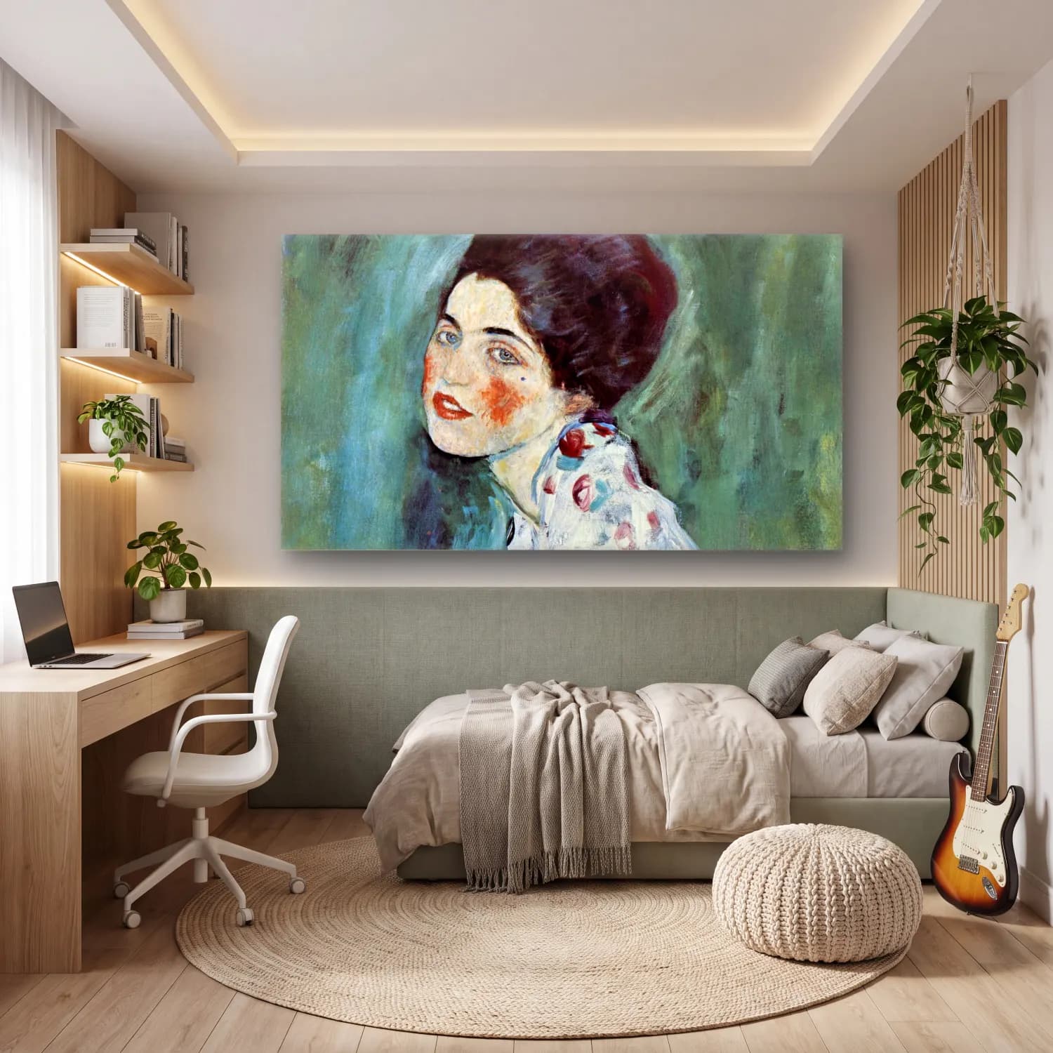 Gustav Klimt – Porträt einer Dame cam tablo — genç odasında