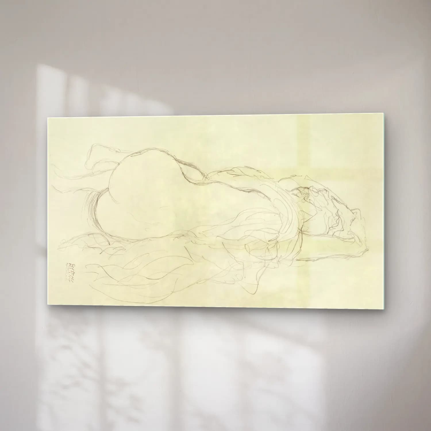 Gustav Klimt – Reclining Nude with Drapery, Back View cam tablo — sağ açıdan görünüm