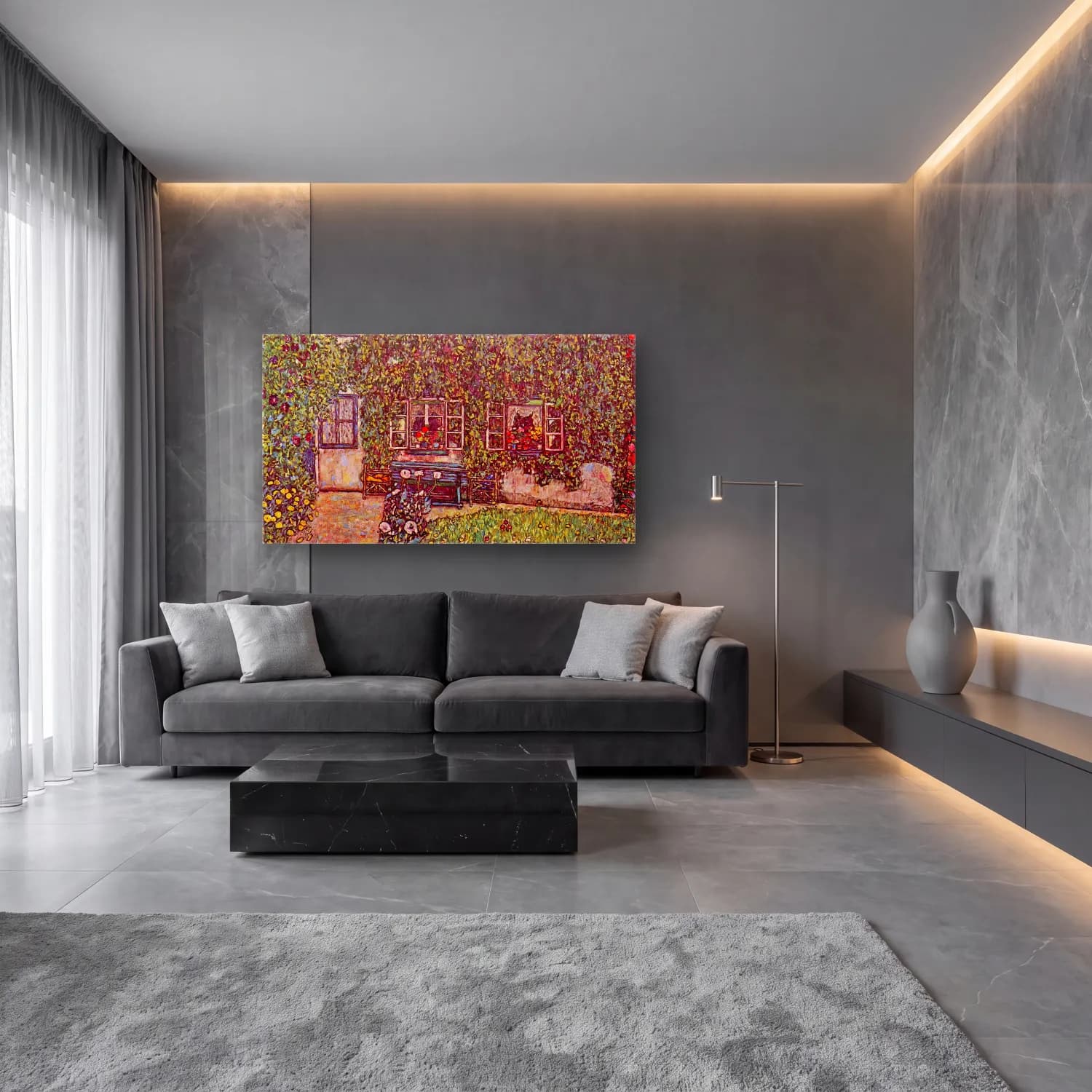 Gustav Klimt – The House of Guard cam tablo — lüks salon duvarında