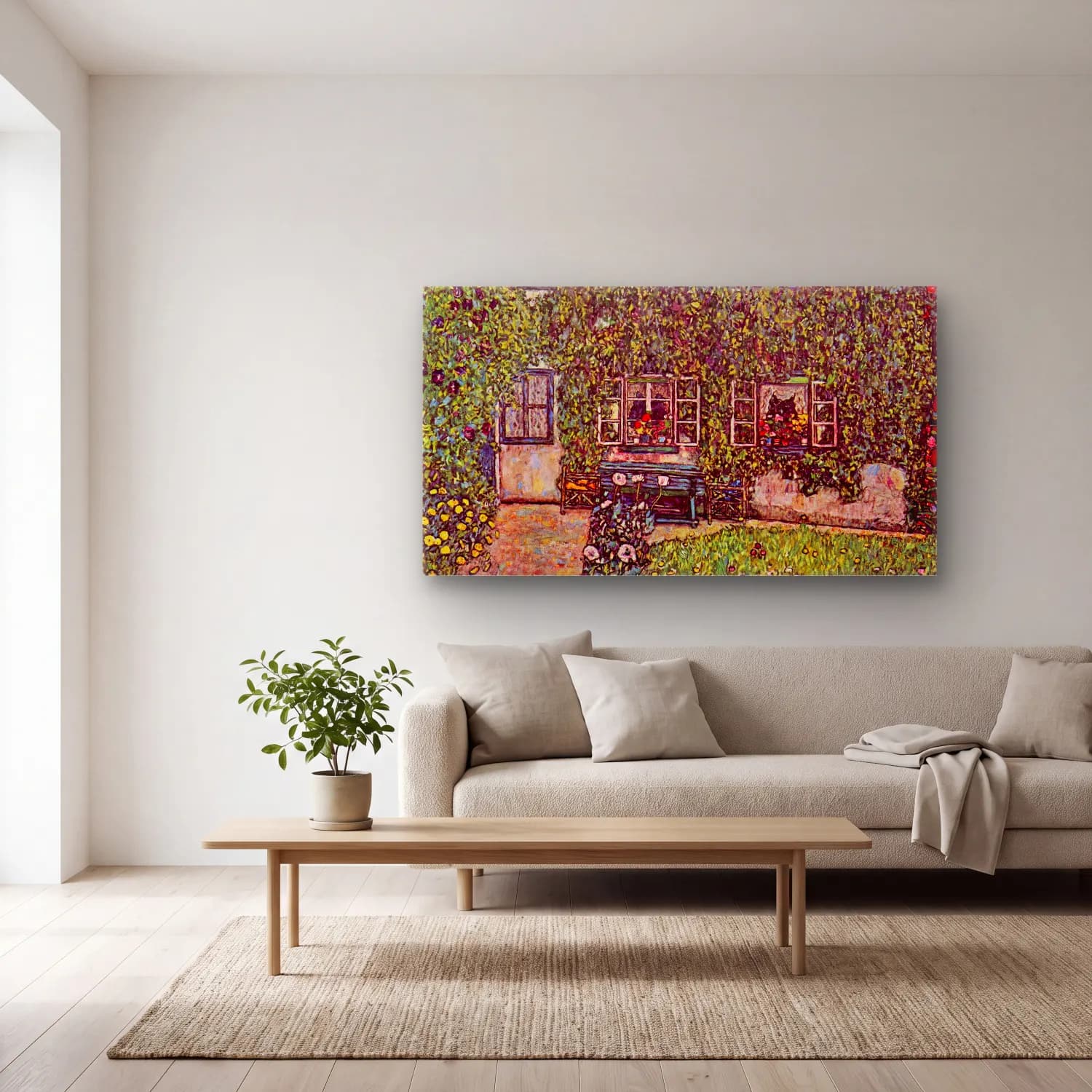 Gustav Klimt – The House of Guard cam tablo — açık renk salonda