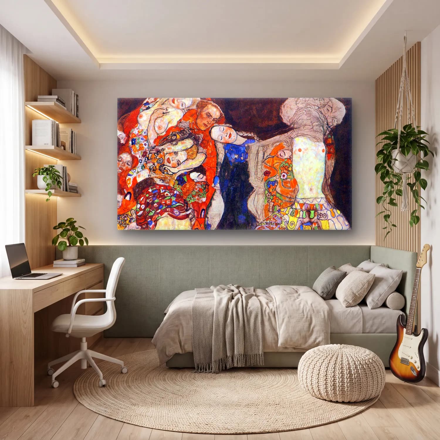 Gustav Klimt – adorn the bride with veil and wreath cam tablo — genç odasında