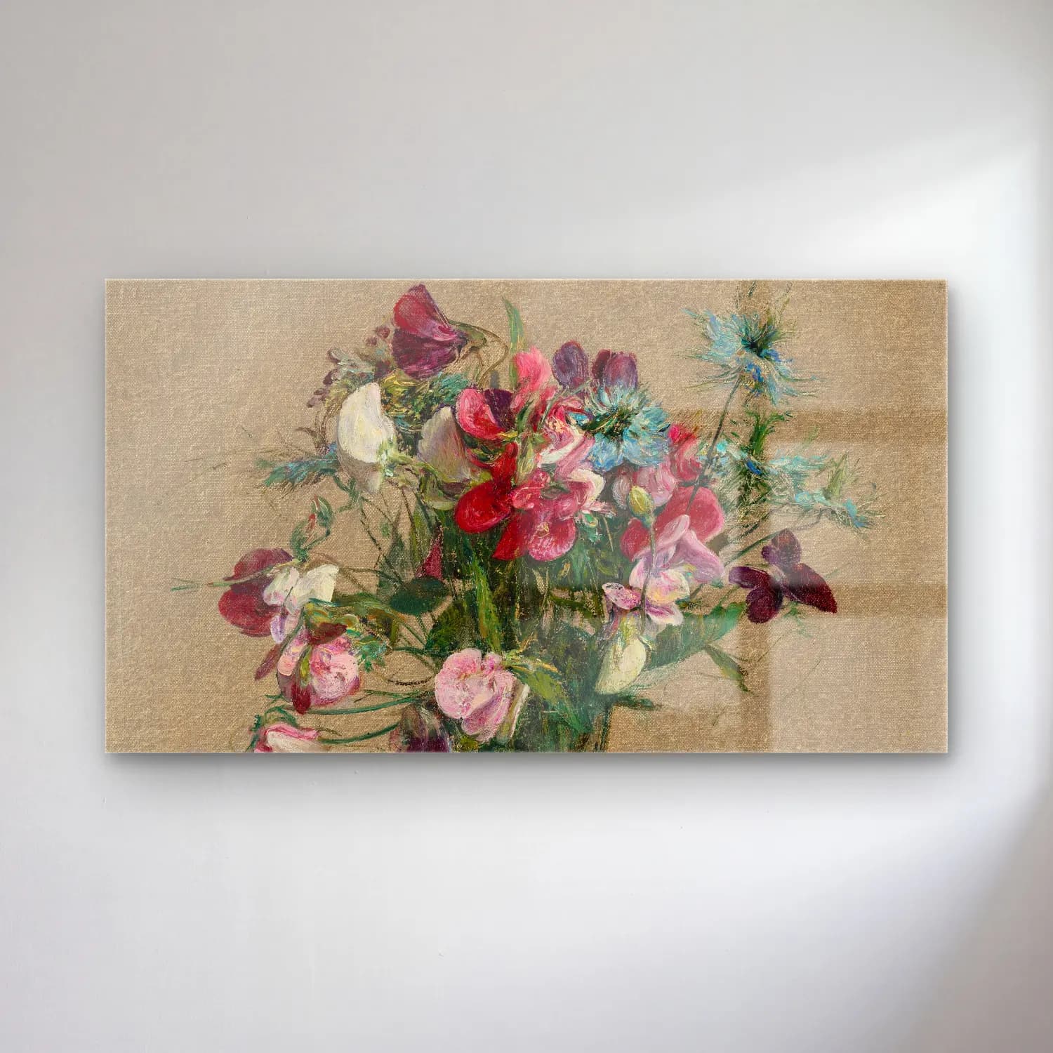 Henri Fantin-Latour – Pois de senteur et nigelles cam tablo — Henri Fantin-Latour – Pois de senteur et nigelles — empresyonist vazoda çiçek buketi