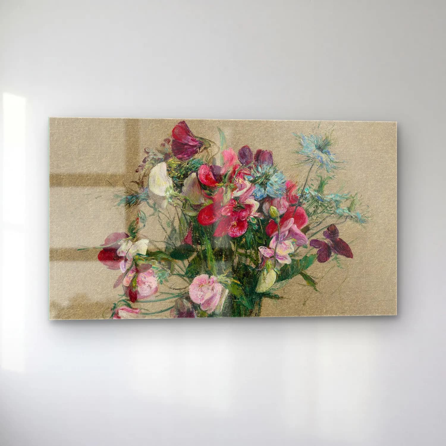 Henri Fantin-Latour – Pois de senteur et nigelles cam tablo — sol açıdan görünüm