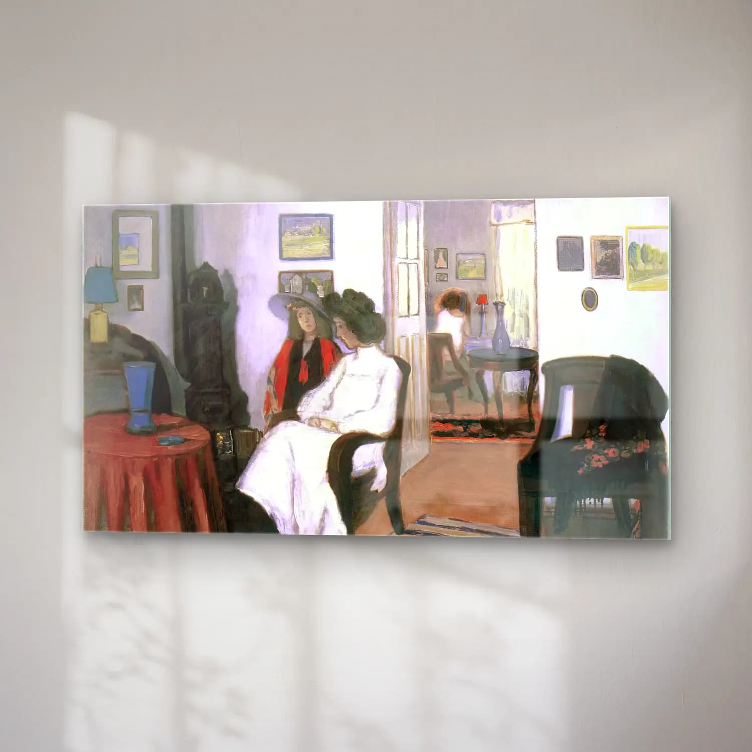József Rippl-rónai – White Wall, Brown Furniture cam tablo — sağ açıdan görünüm