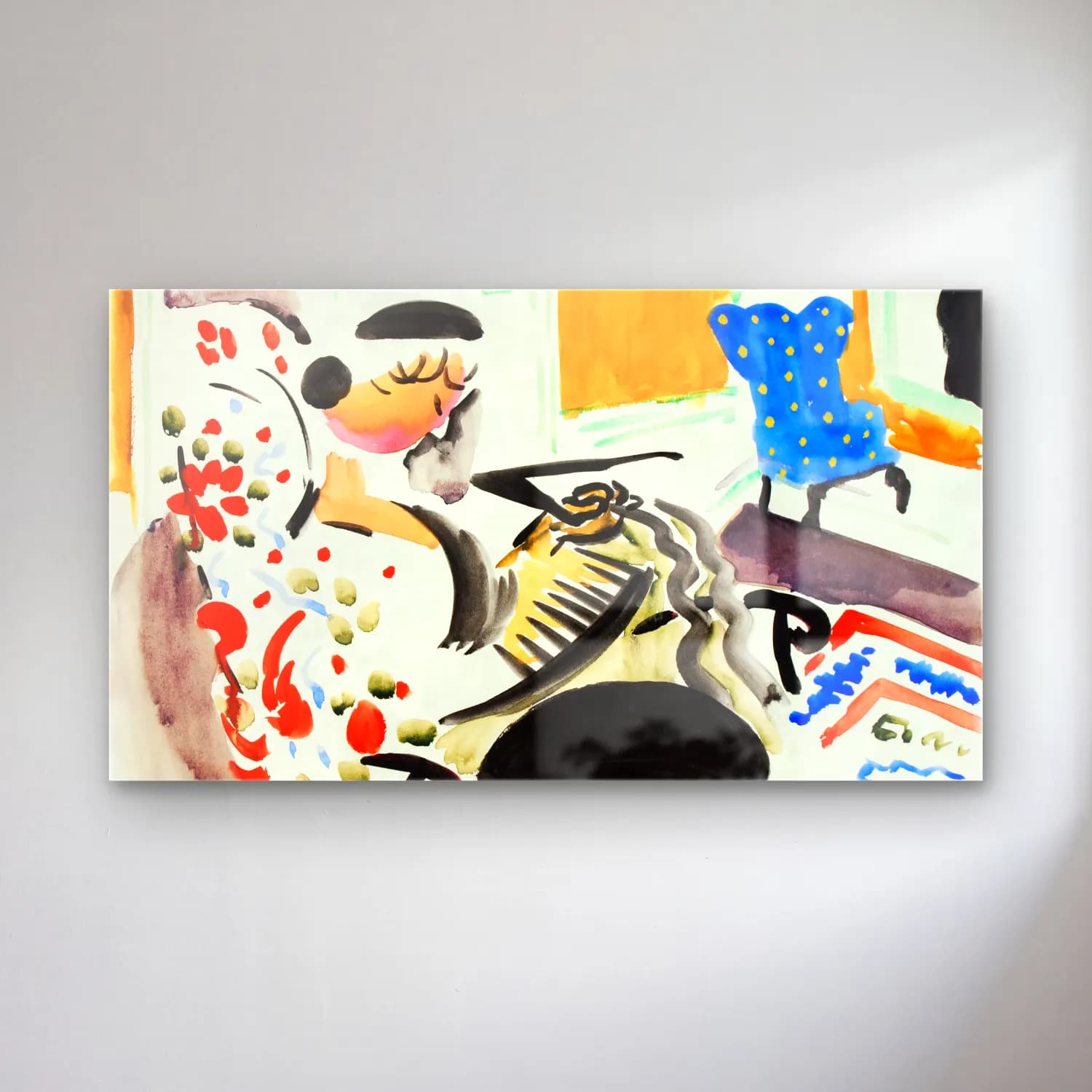 Henry Lyman Saÿen – Calligraphic Interior cam tablo — Henry Lyman Saÿen – Calligraphic Interior — suluboya piyano