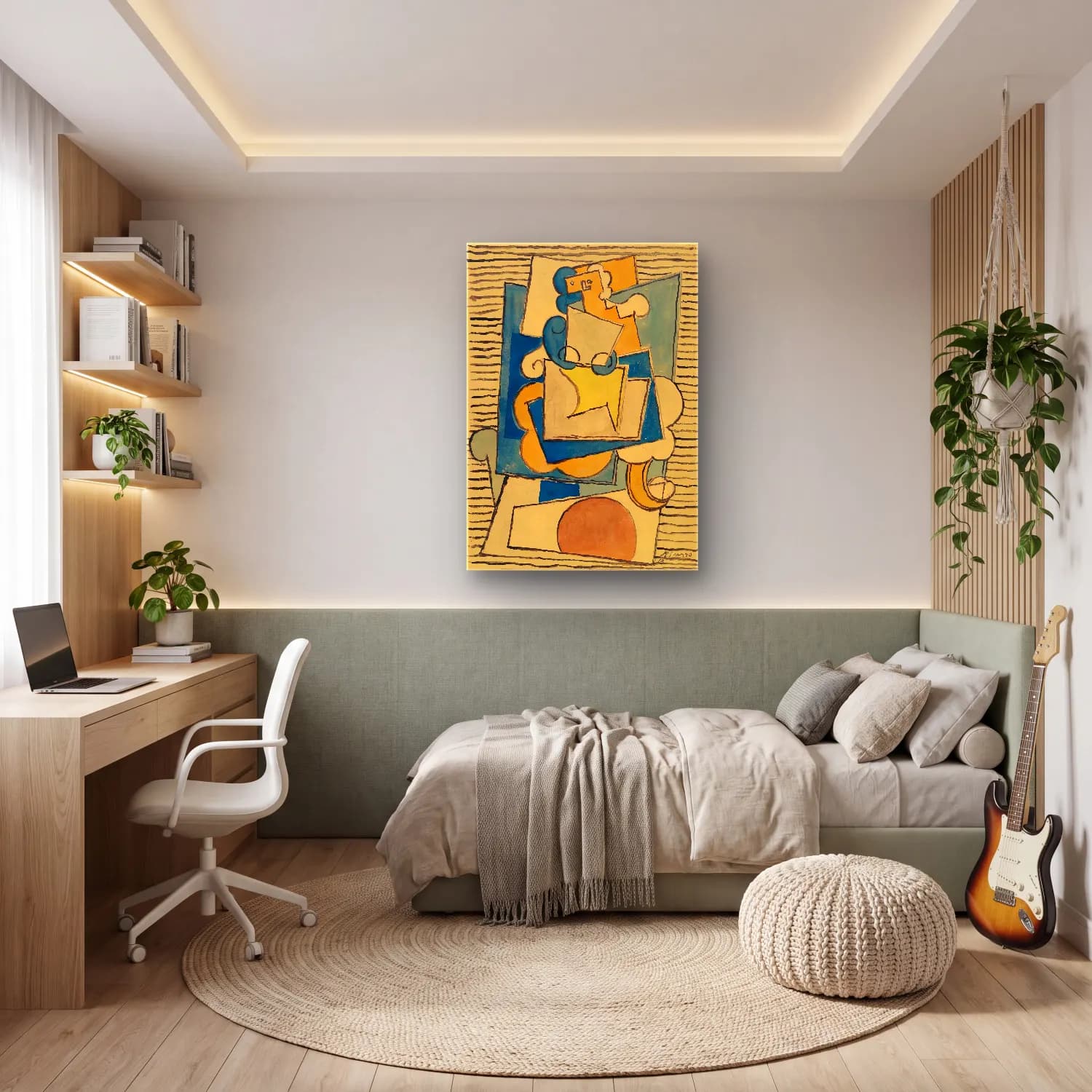 Modern Soyut Formlar No. 61 cam tablo — genç odasında