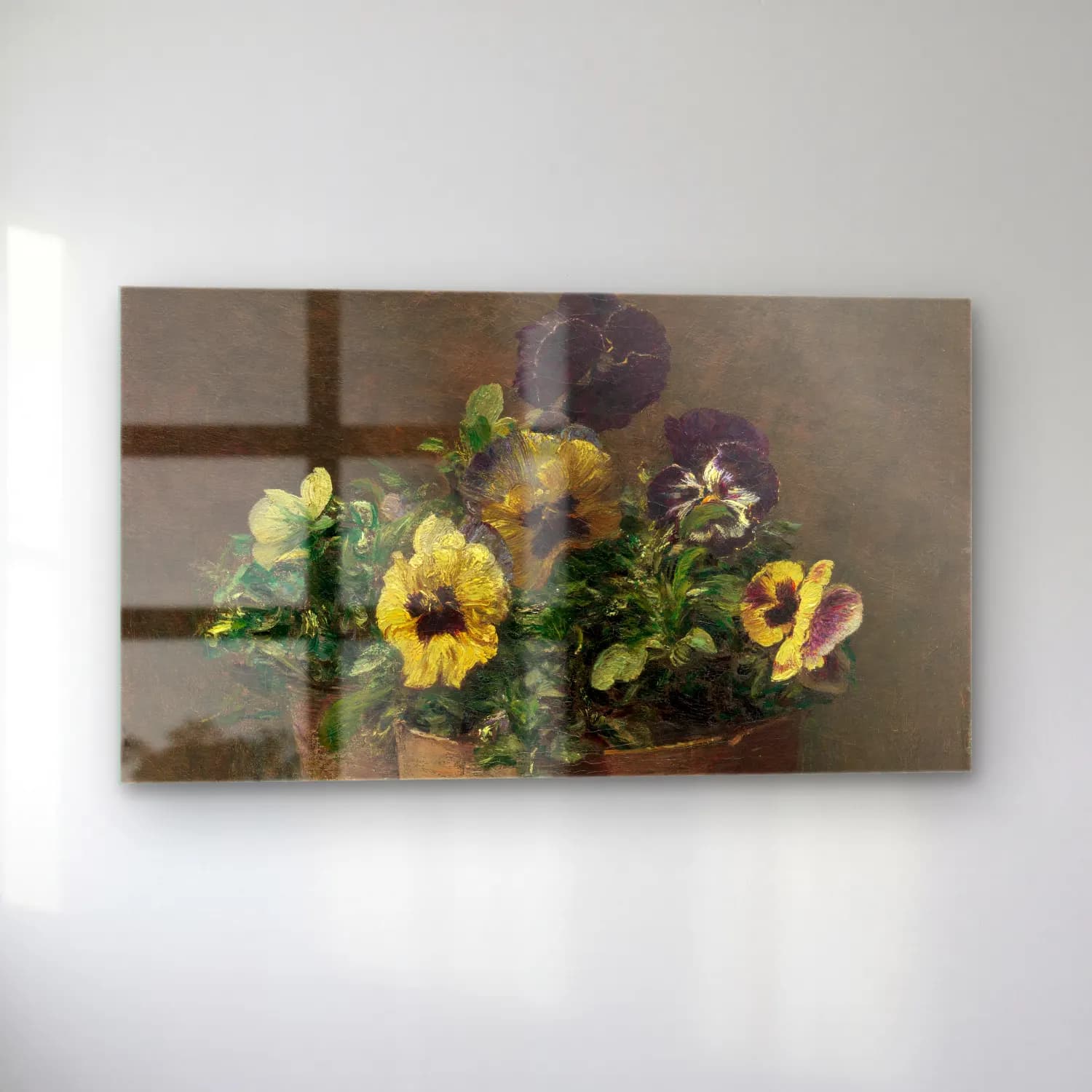 Henri Fantin-Latour – Potted Pansies cam tablo — sol açıdan görünüm