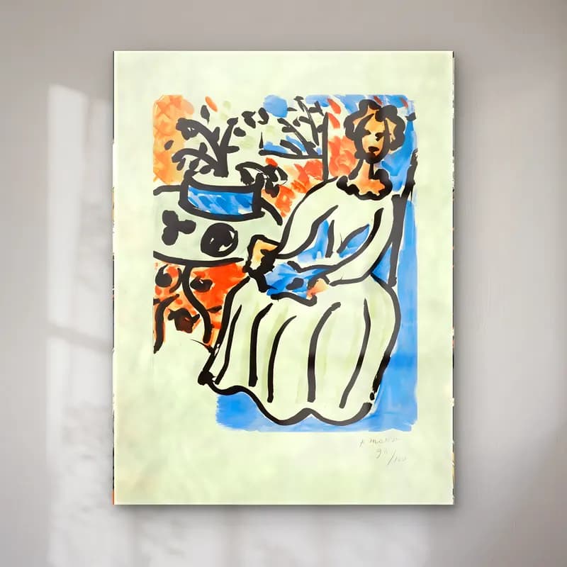 Henri Matisse – Marie-José en robe jaune cam tablo — Henri Matisse – Marie-José en robe jaune — boho elbiseli kadın
