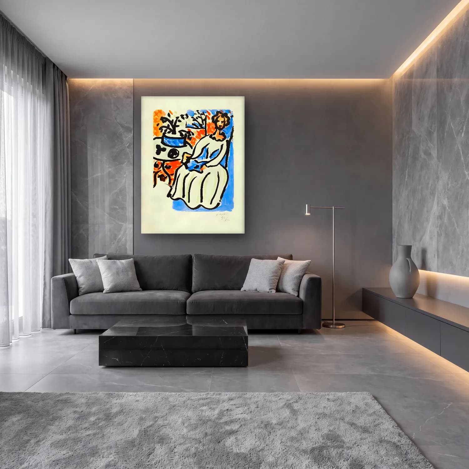 Henri Matisse – Marie-José en robe jaune cam tablo — lüks salon duvarında