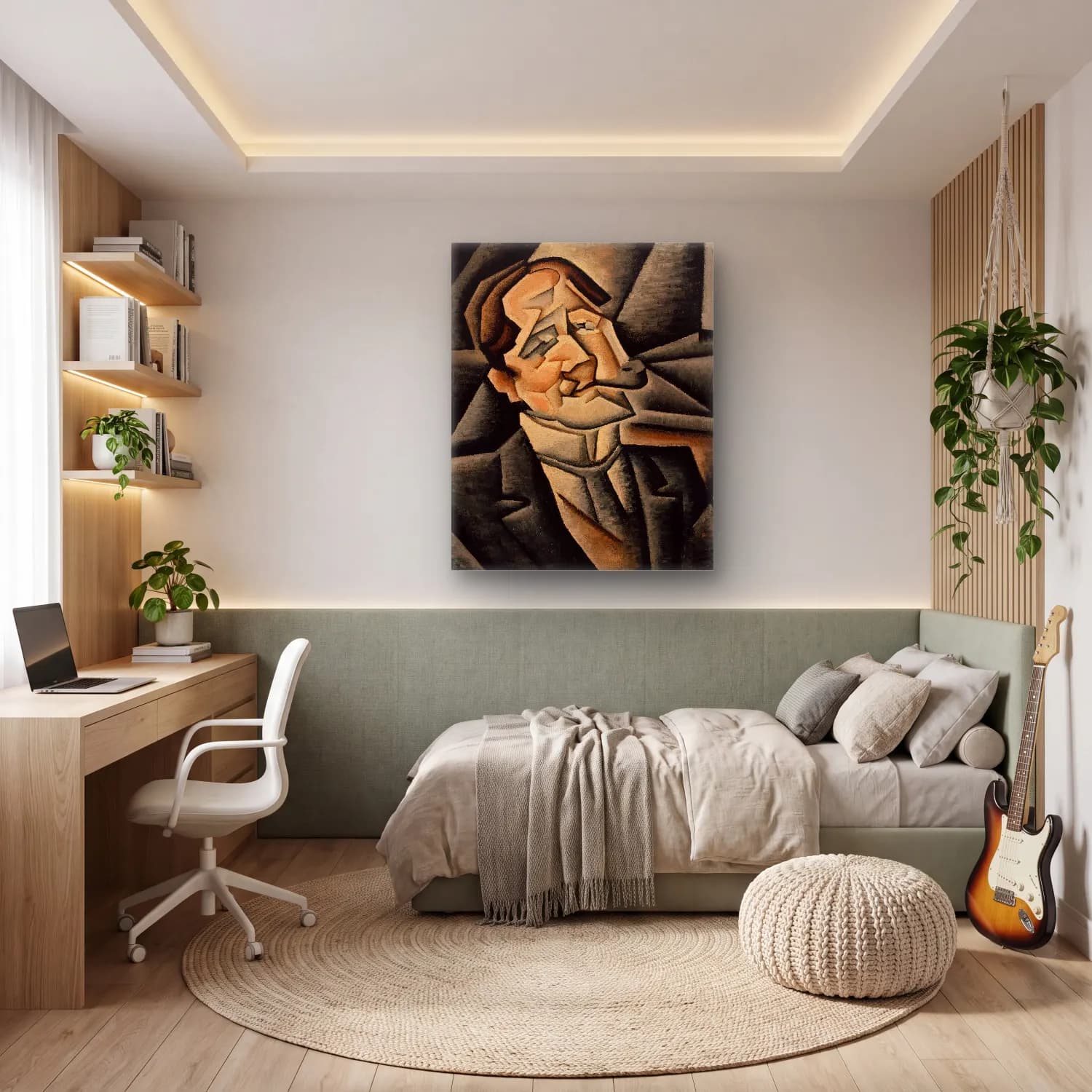 Modern Soyut Erkek Portresi No. 3 cam tablo — genç odasında