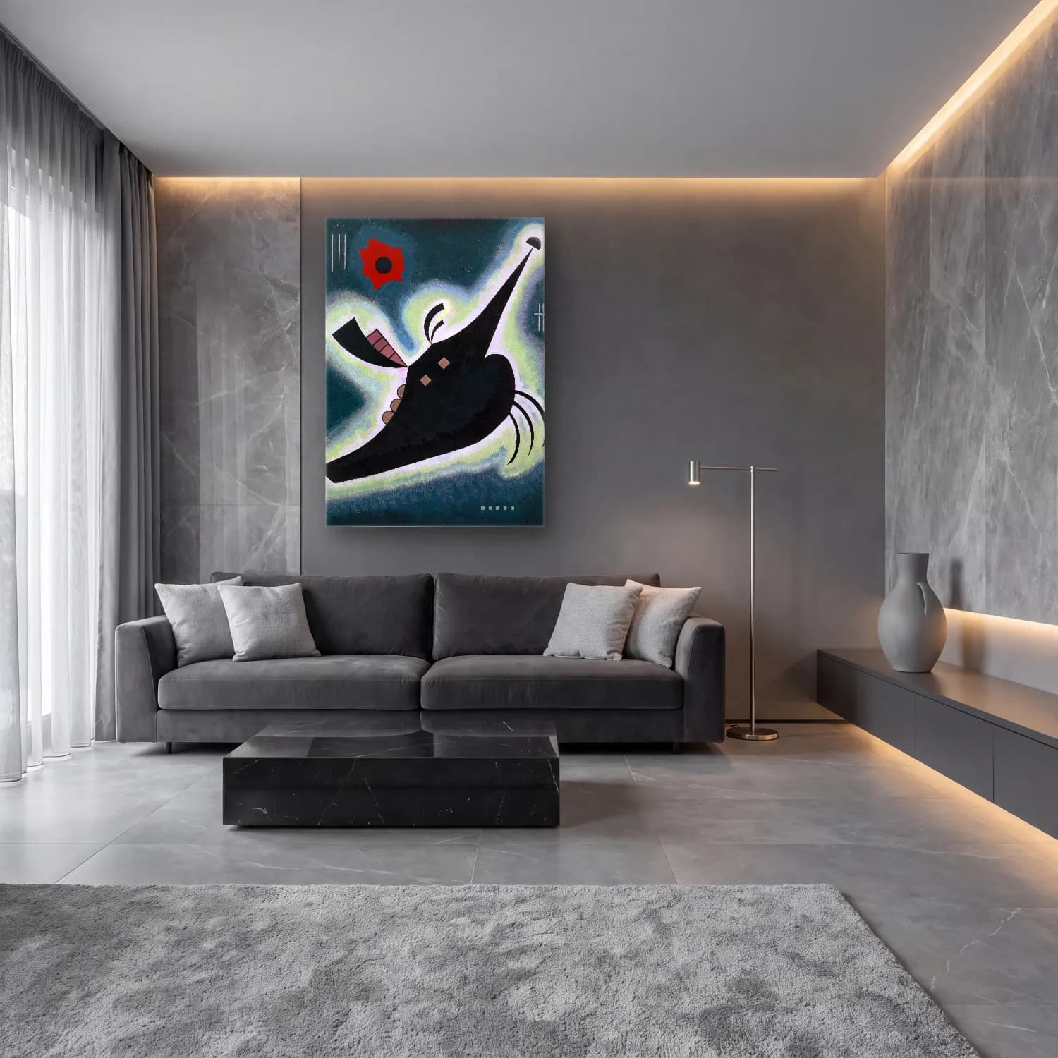 Wassily Kandinsky – Pointy black cam tablo — lüks salon duvarında
