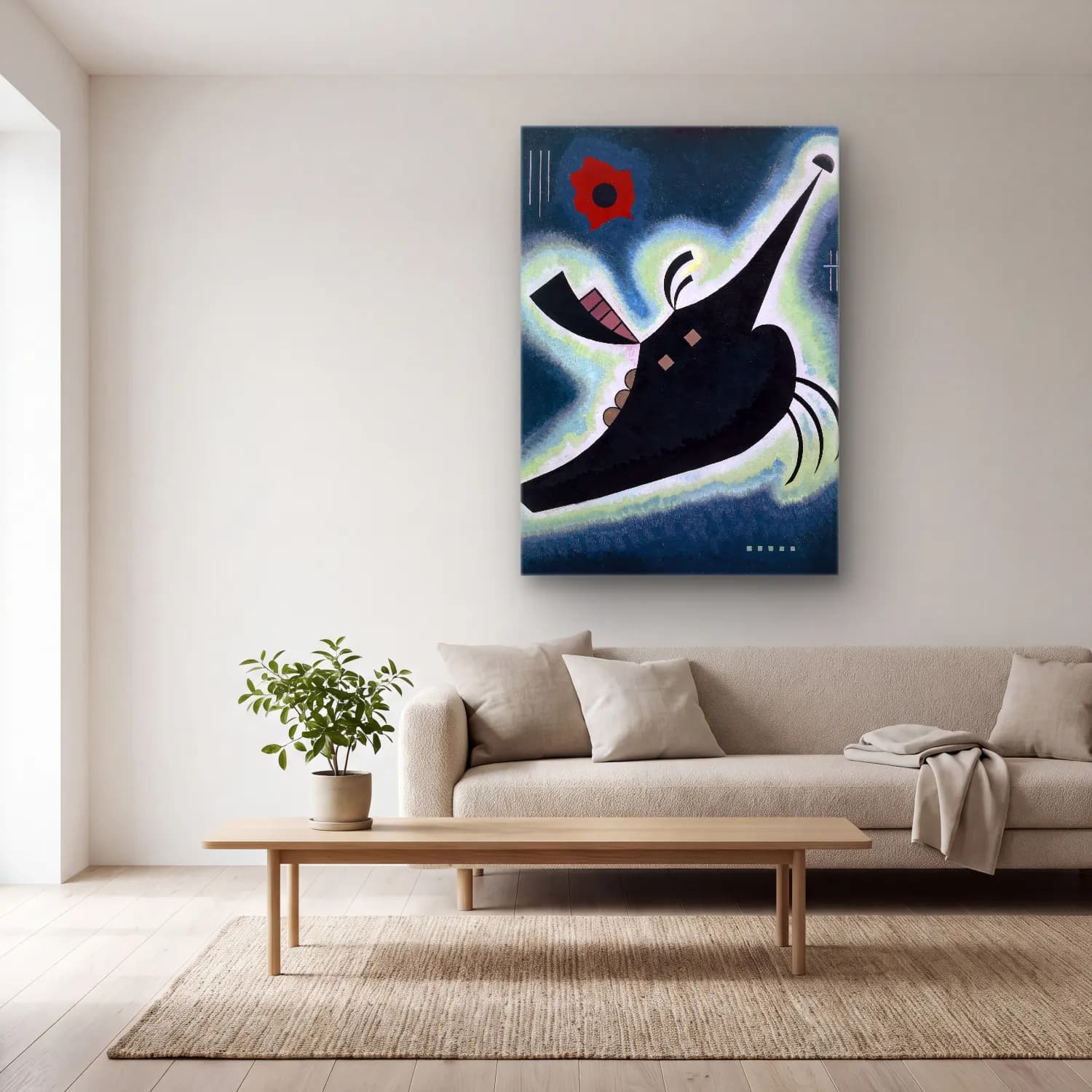 Wassily Kandinsky – Pointy black cam tablo — açık renk salonda