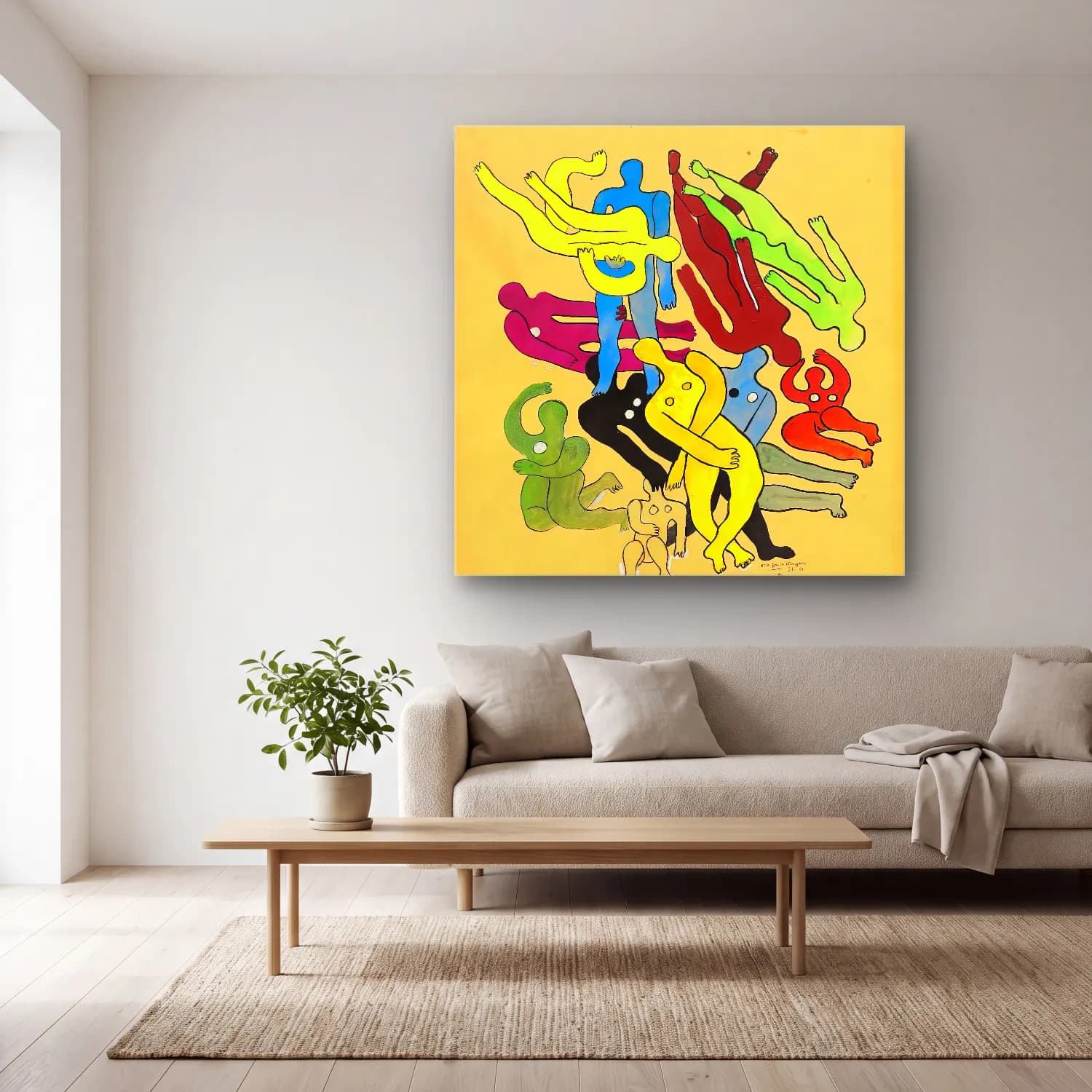 Bauhaus Dansçılar – Sarı Tonlar cam tablo — açık renk salonda