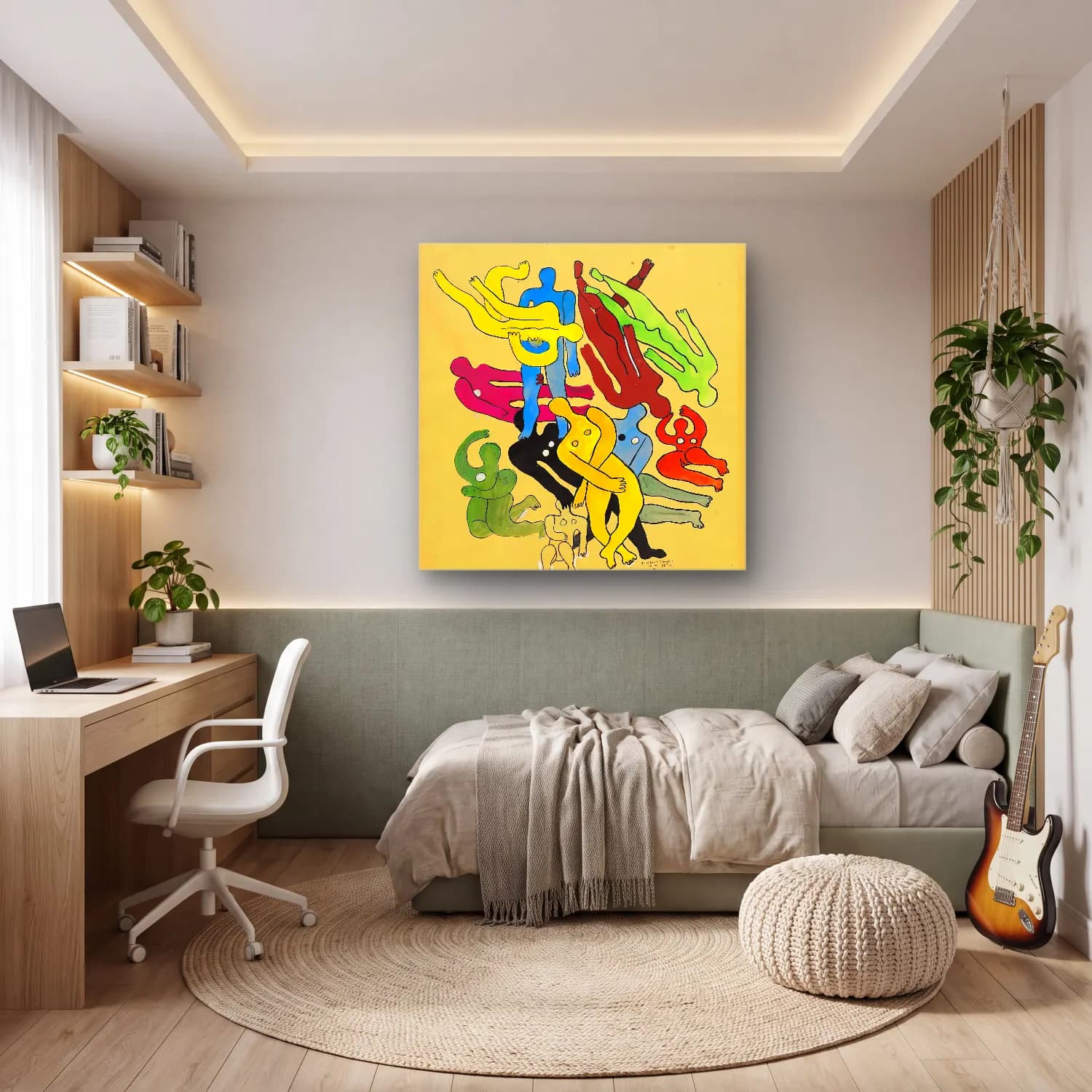 Bauhaus Dansçılar – Sarı Tonlar cam tablo — genç odasında