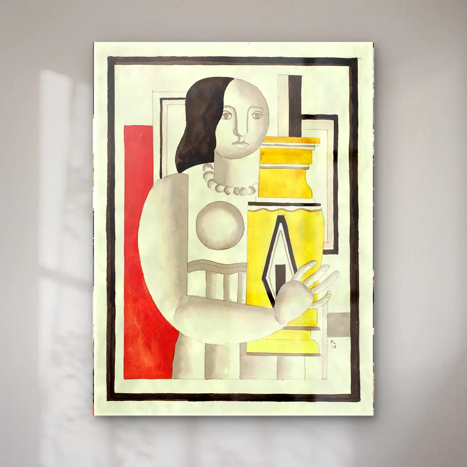 Bauhaus Kadın Portresi – Sarı Tonlar cam tablo — Bauhaus Kadın Portresi – Sarı Tonlar — bauhaus kadın portresi