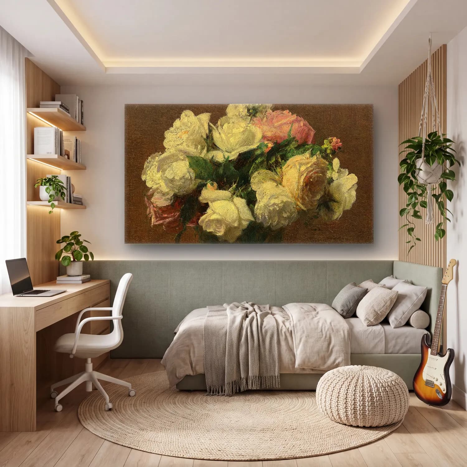Henri Fantin-Latour – Roses No. 4 cam tablo — genç odasında