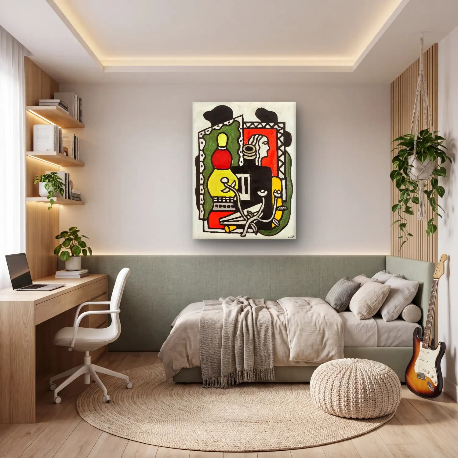 Modern Soyut Vazo No. 6 cam tablo — genç odasında