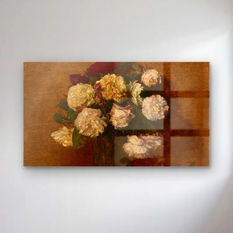 Henri Fantin-Latour – Roses In A Vase cam tablo — Henri Fantin-Latour – Roses In A Vase — empresyonist vazoda çiçek buketi