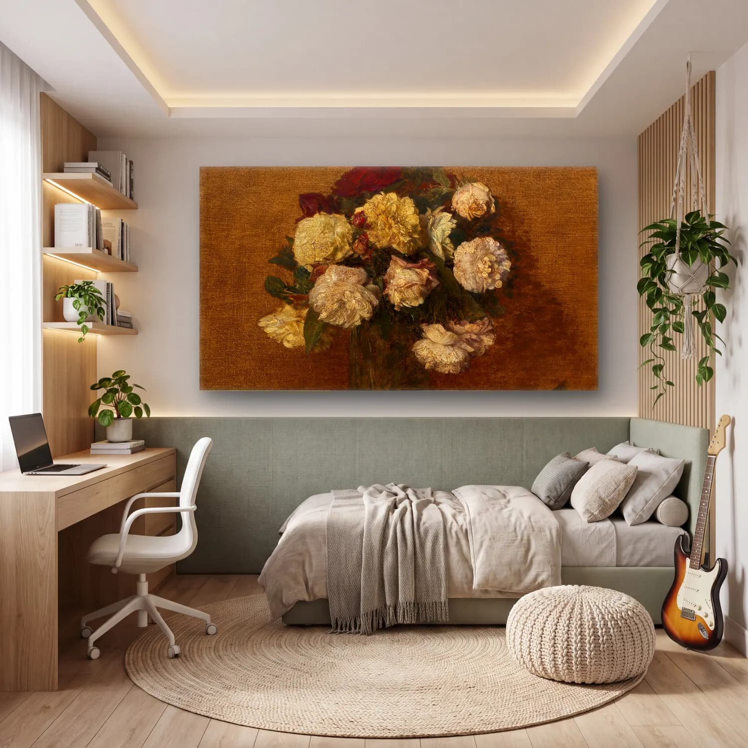 Henri Fantin-Latour – Roses In A Vase cam tablo — genç odasında