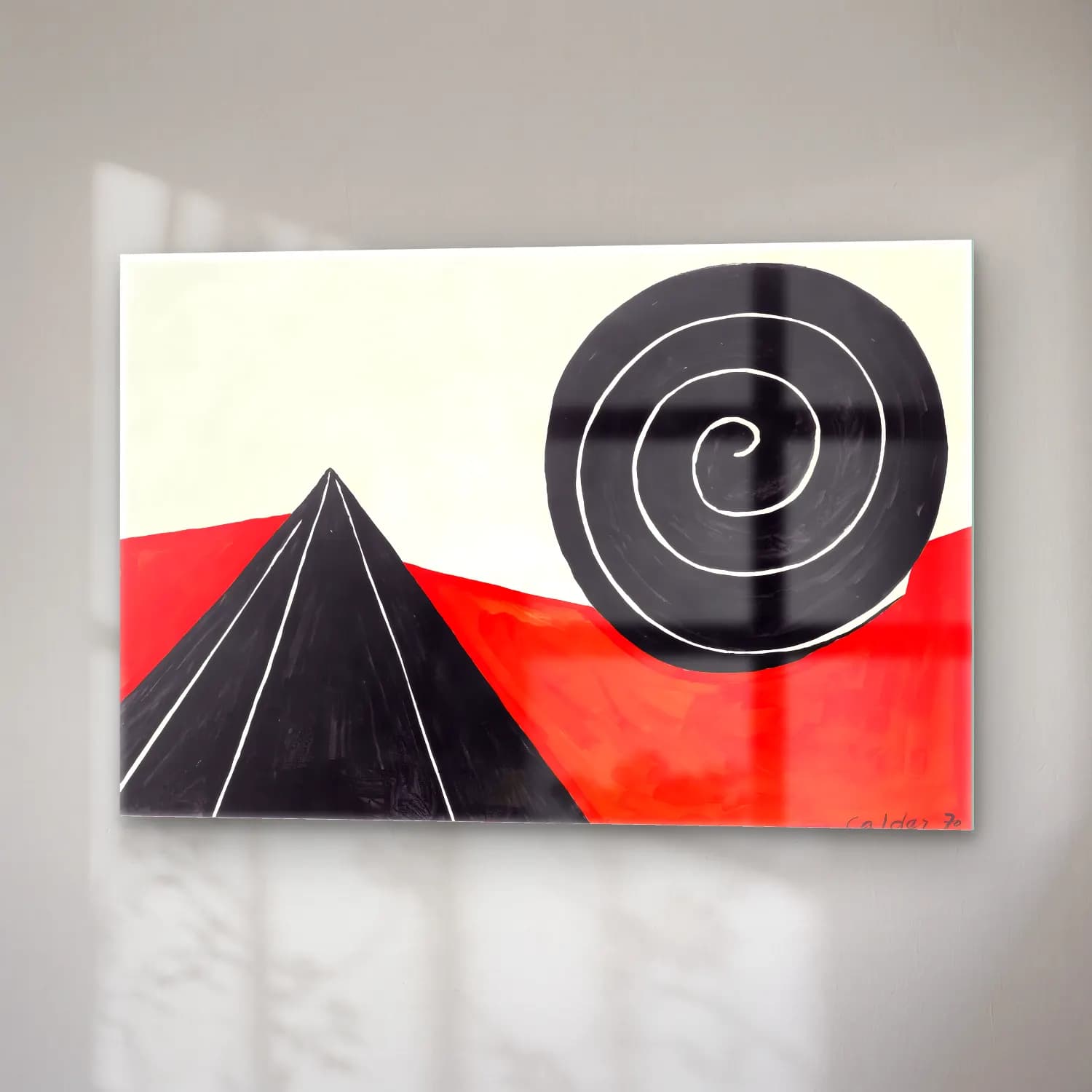 Modern Soyut Manzara No. 24 cam tablo — sağ açıdan görünüm