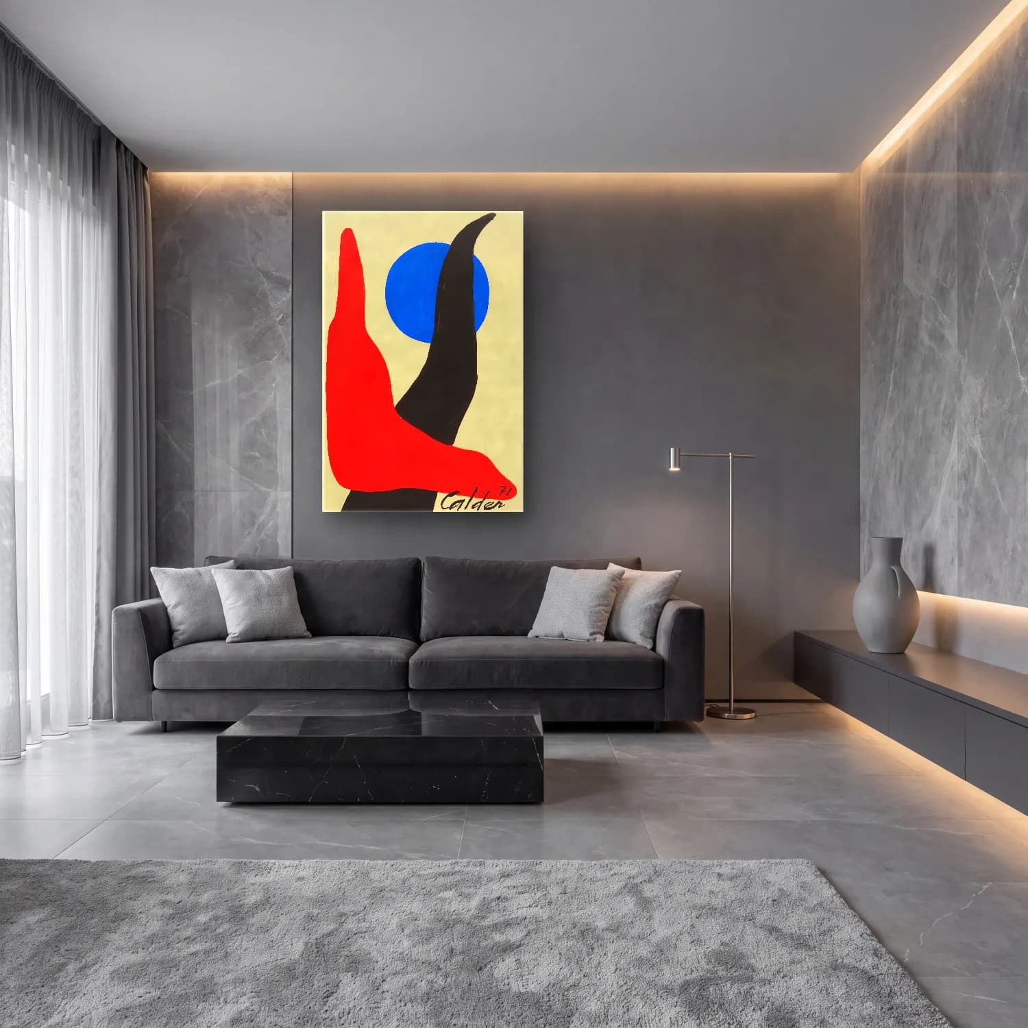 Modern Soyut Figür Çalışması – Kırmızı Tonlar cam tablo — lüks salon duvarında