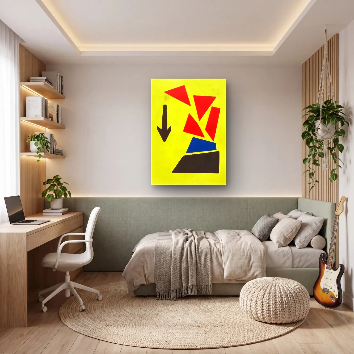 Modern Soyut Formlar No. 81 cam tablo — genç odasında