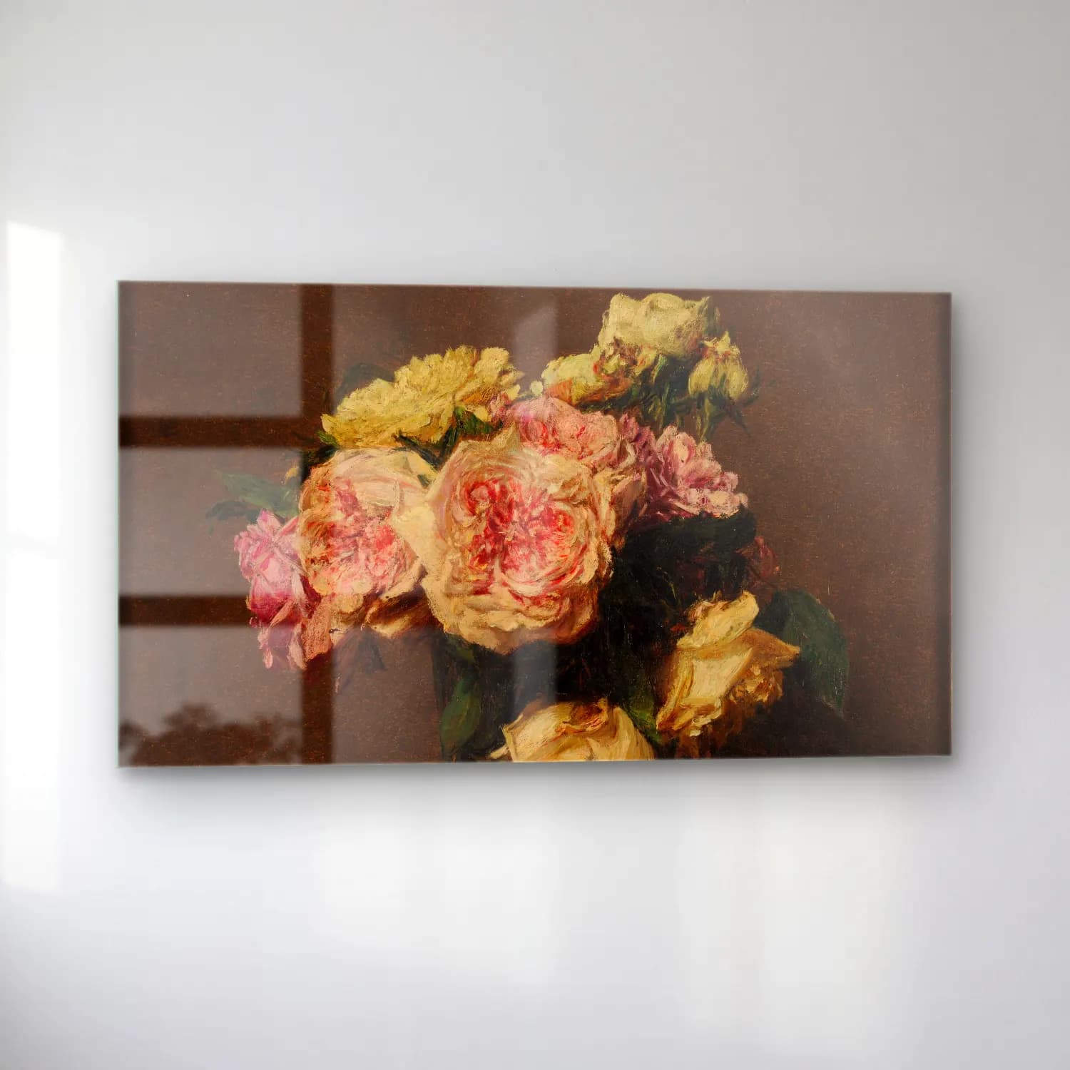Henri Fantin-Latour – Roses dans un vase de cristal cam tablo — sol açıdan görünüm