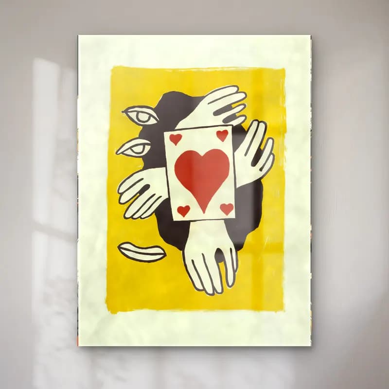 Vintage Poster Eller – Sarı Tonlar cam tablo — Vintage Poster Eller – Sarı Tonlar — vintage poster eller