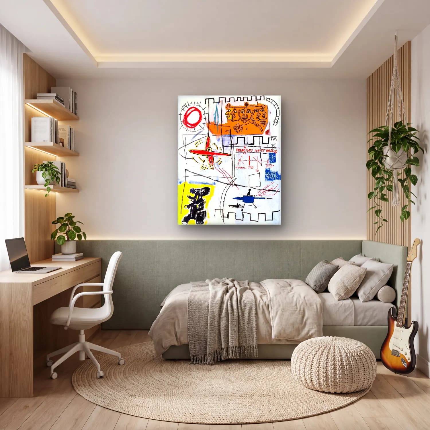Modern Soyut Uçak – Sarı Tonlar cam tablo — genç odasında