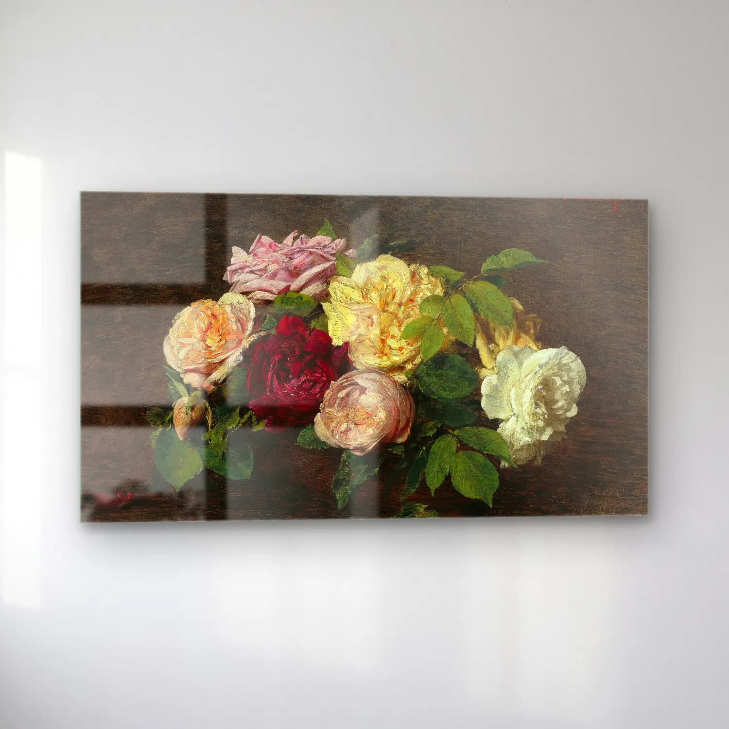 Henri Fantin-Latour – Roses de Nice on a Table cam tablo — sol açıdan görünüm