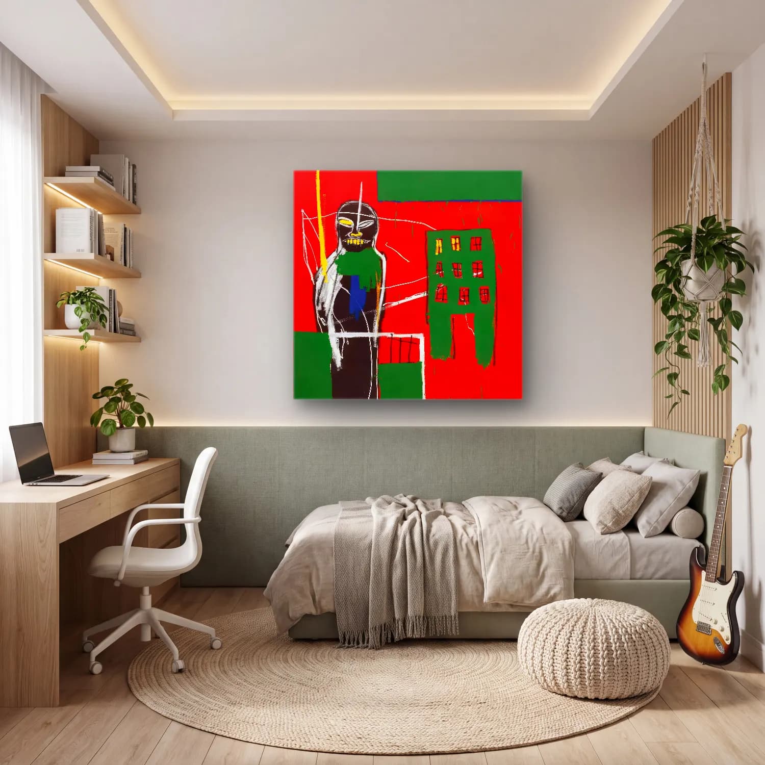 Modern Soyut Erkek Portresi No. 12 cam tablo — genç odasında