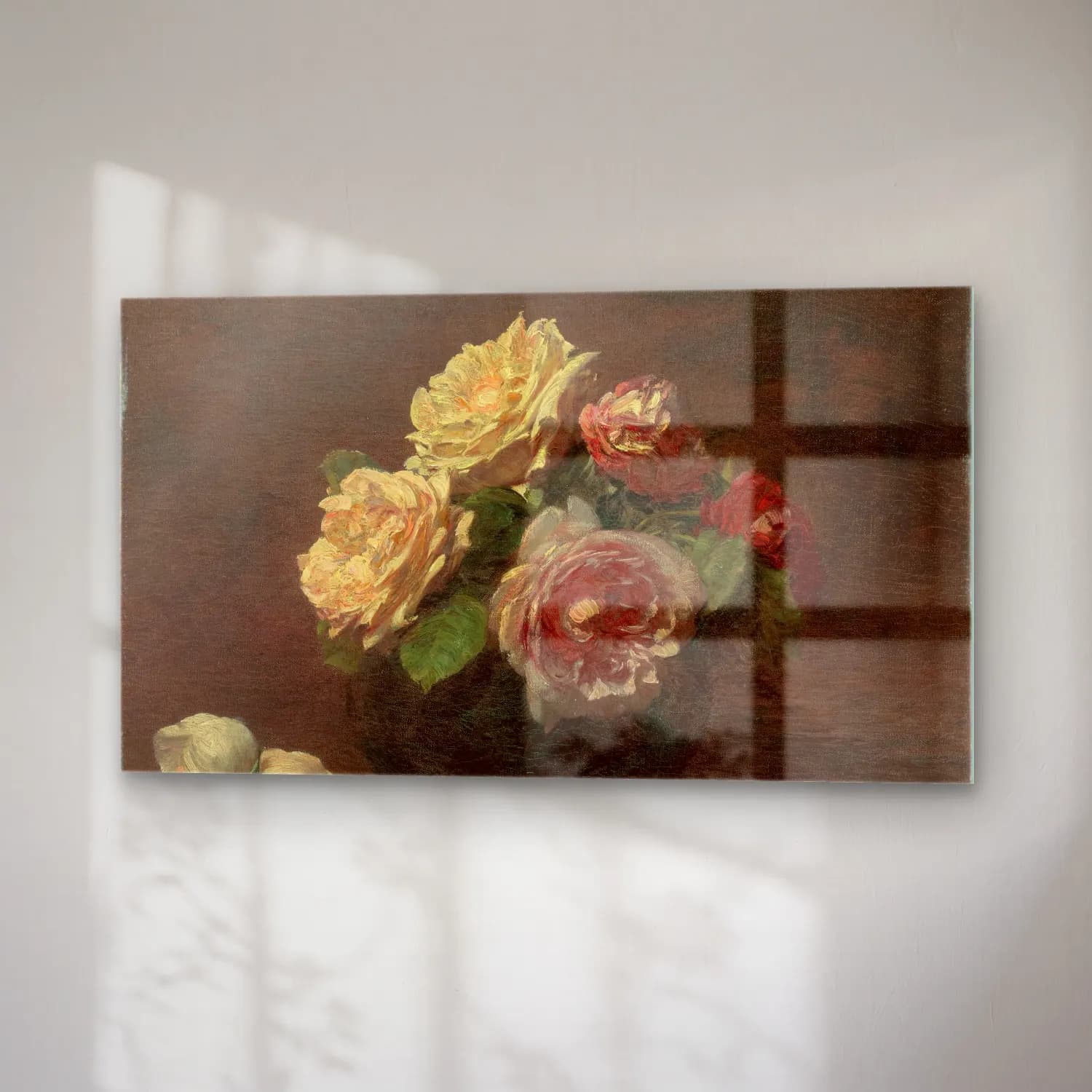 Henri Fantin-Latour – Roses in a Bowl cam tablo — sağ açıdan görünüm
