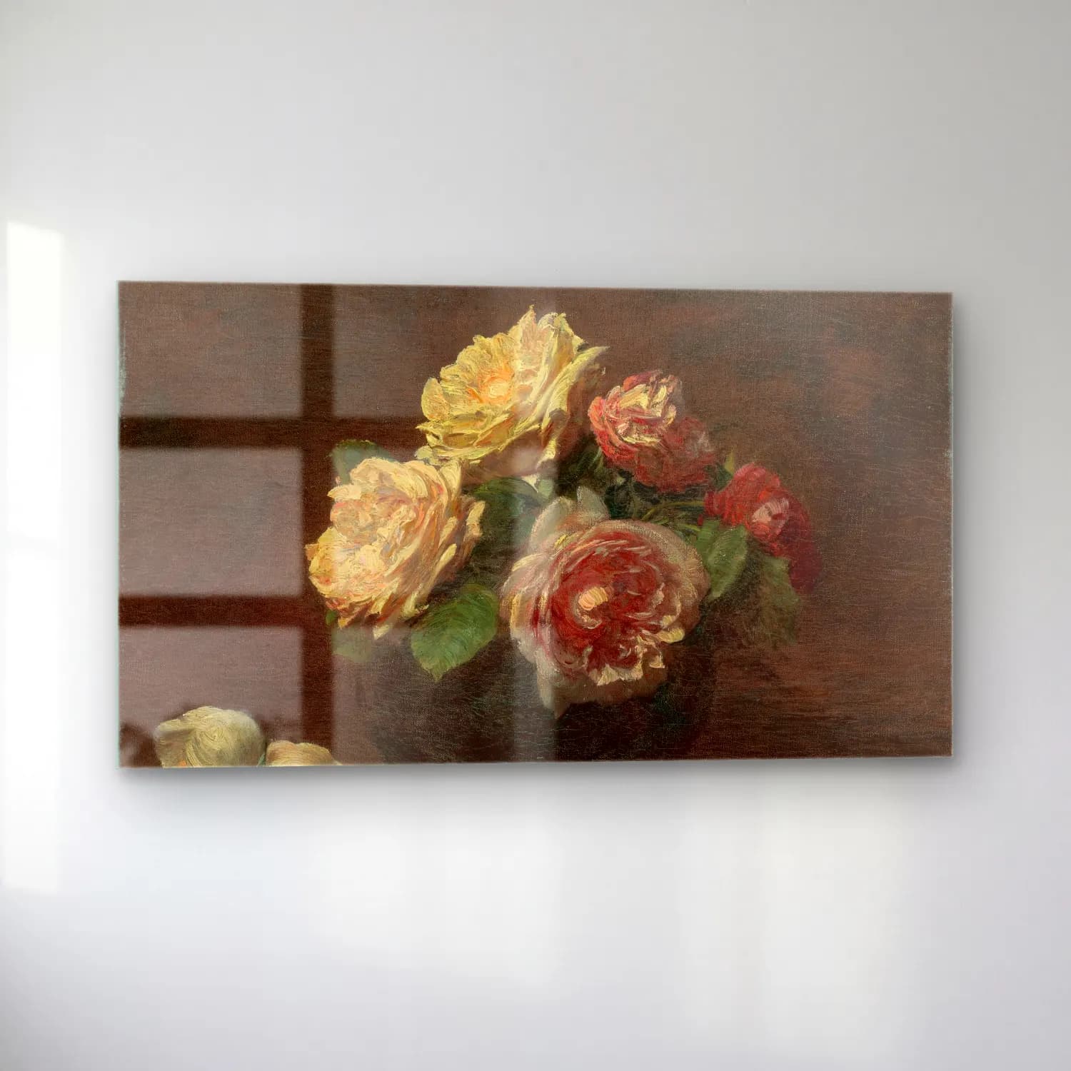 Henri Fantin-Latour – Roses in a Bowl cam tablo — sol açıdan görünüm