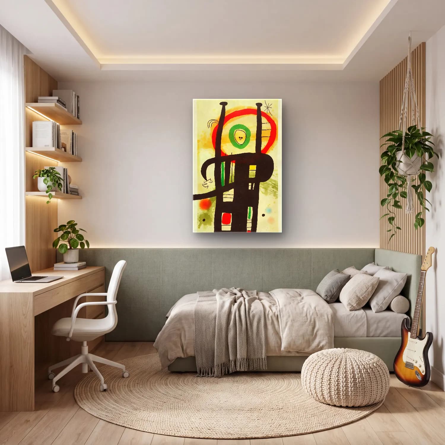 Bauhaus Soyut Yüz No. 17 cam tablo — genç odasında