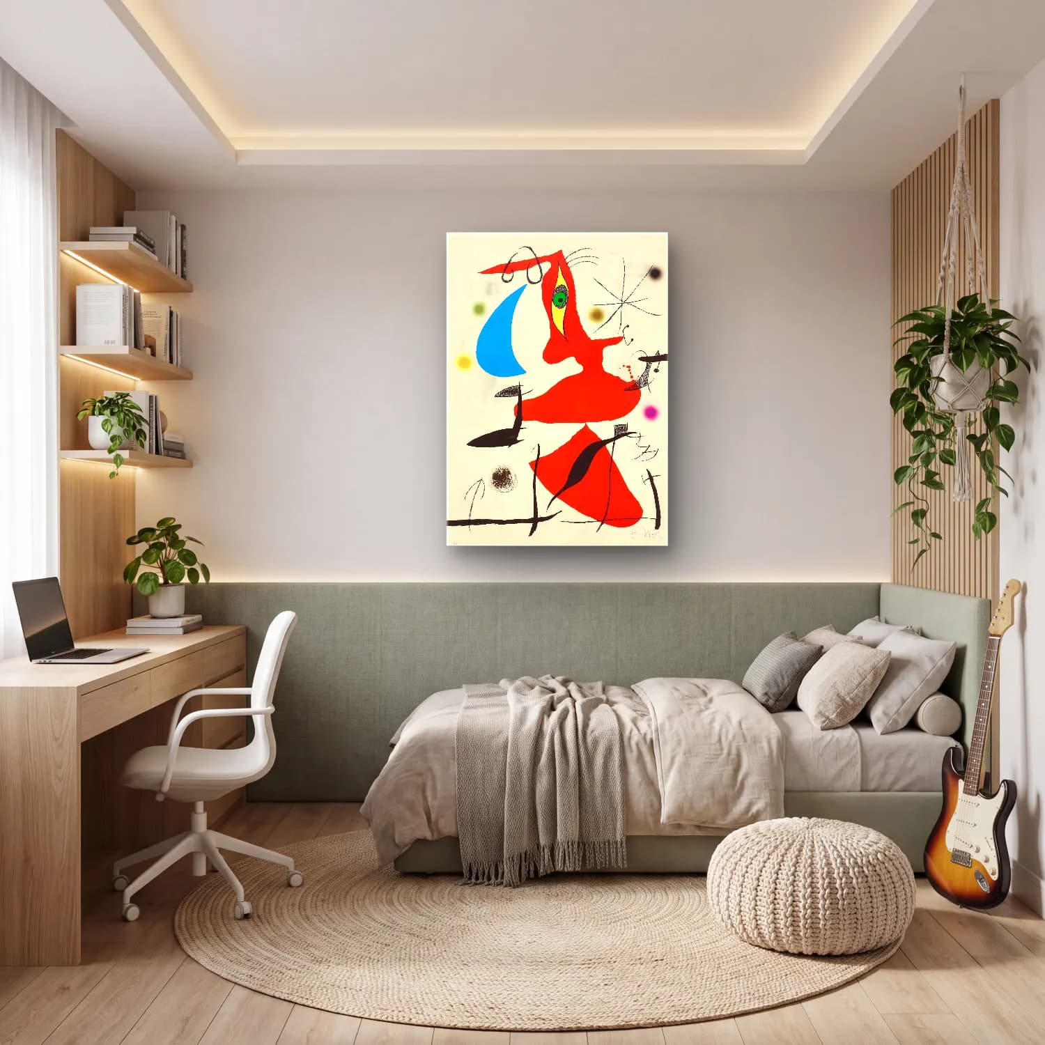 Modern Soyut Yüz No. 41 cam tablo — genç odasında