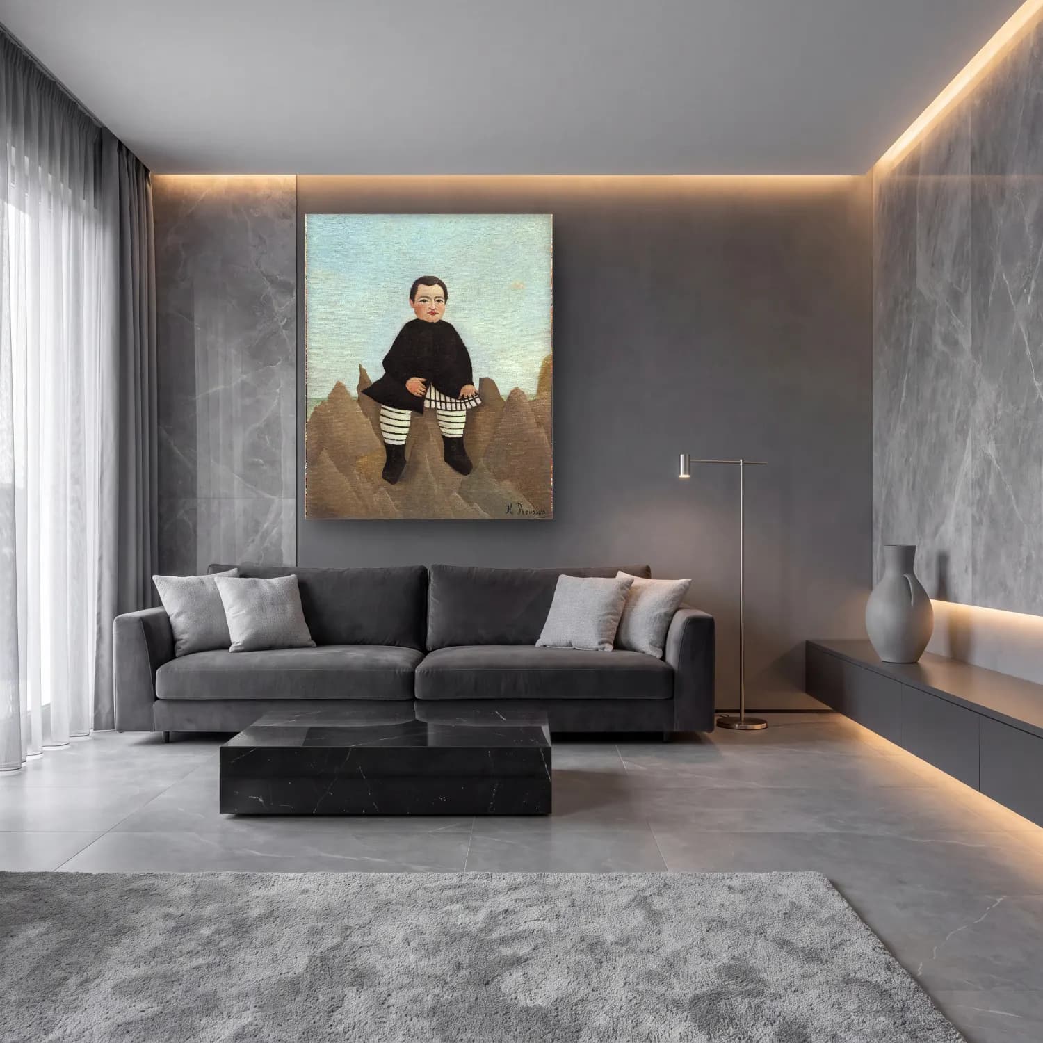 Yağlı Boya Erkek Portresi No. 25 cam tablo — lüks salon duvarında