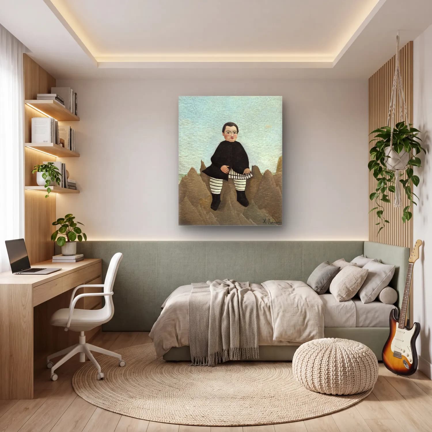 Yağlı Boya Erkek Portresi No. 25 cam tablo — genç odasında
