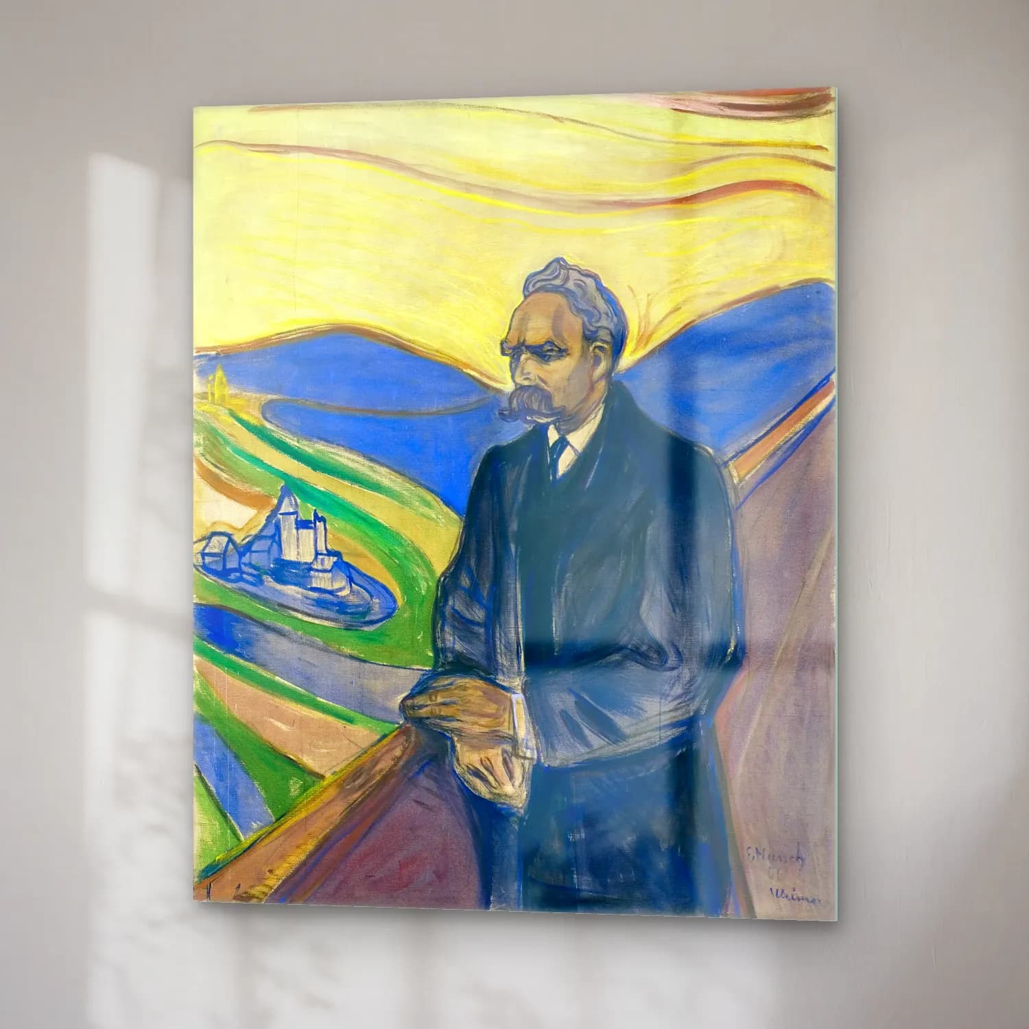 Empresyonist Erkek Portresi No. 13 cam tablo — sağ açıdan görünüm