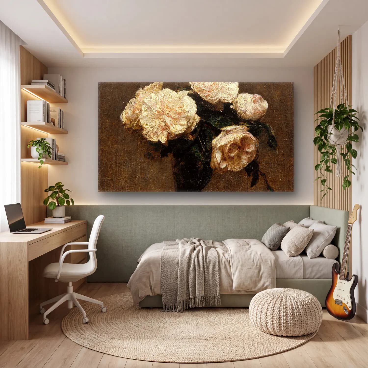 Henri Fantin-Latour – Roses in a Vase cam tablo — genç odasında