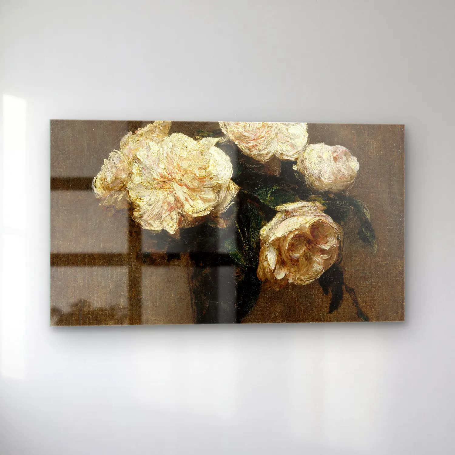 Henri Fantin-Latour – Roses in a Vase cam tablo — sol açıdan görünüm