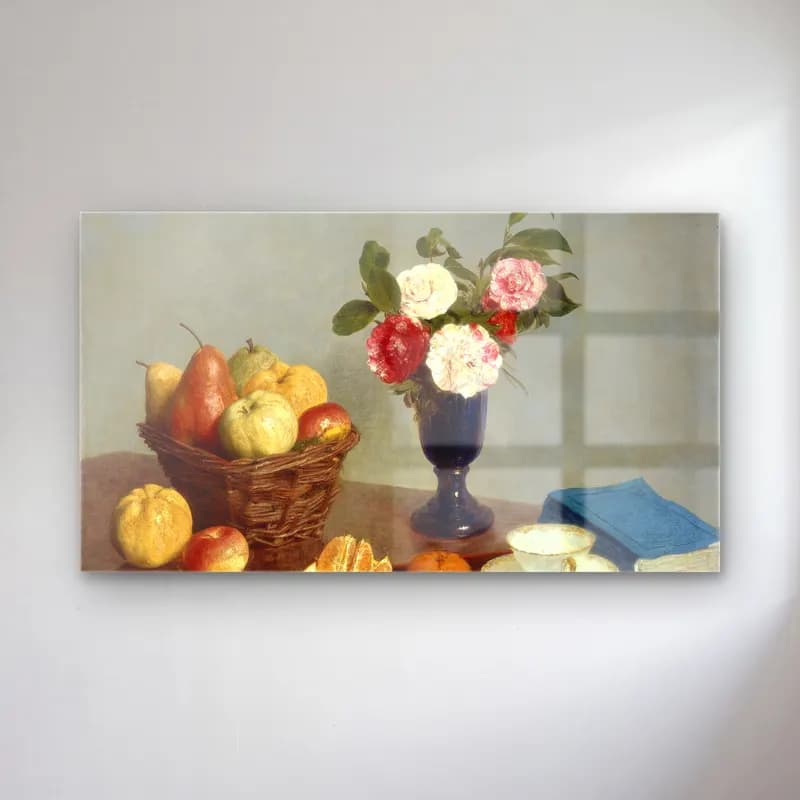 Henri Fantin-Latour – Still Life With Pansies cam tablo — Henri Fantin-Latour – Still Life With Pansies — empresyonist meyveli natürmort