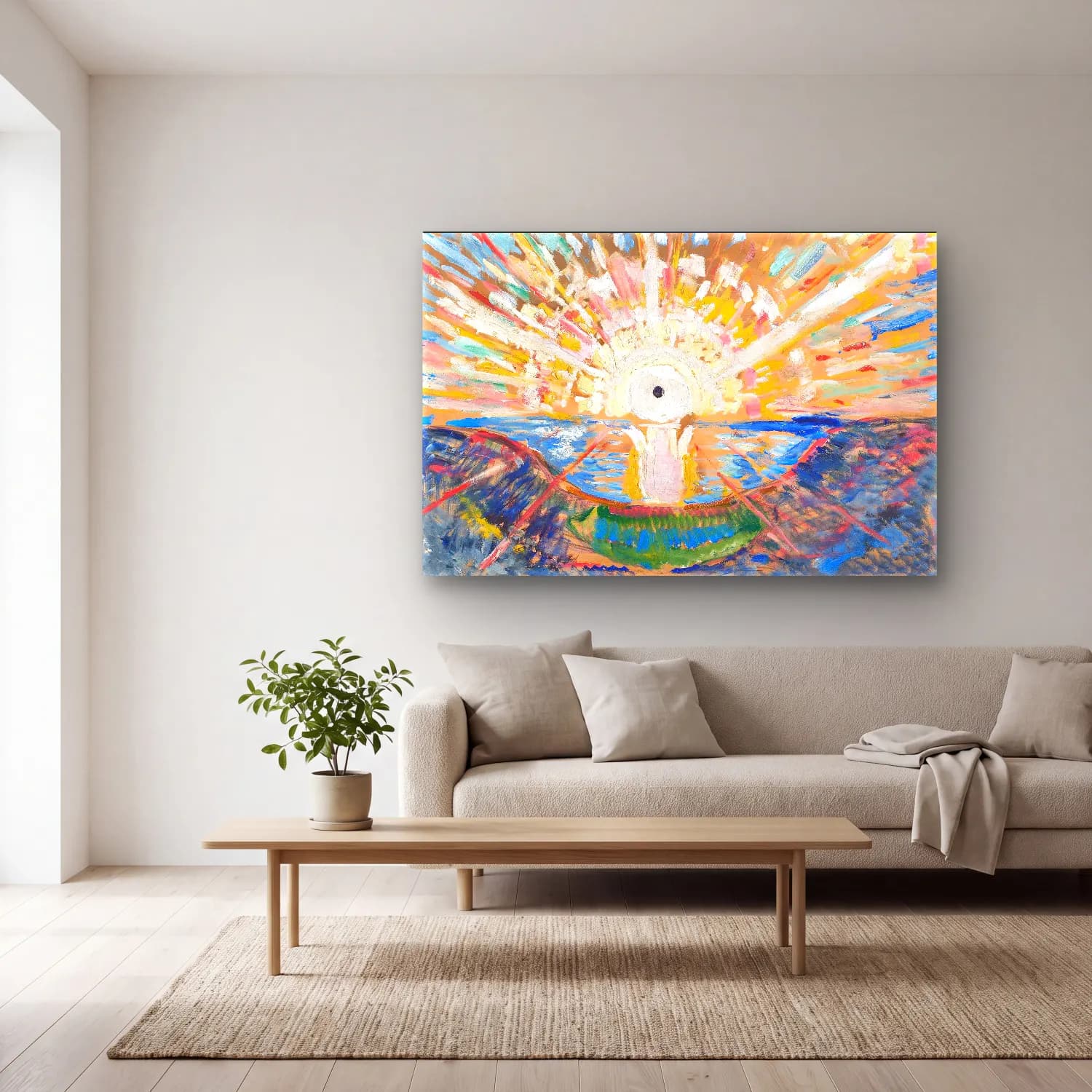 Edvard Munch – The Sun oil painting cam tablo — açık renk salonda