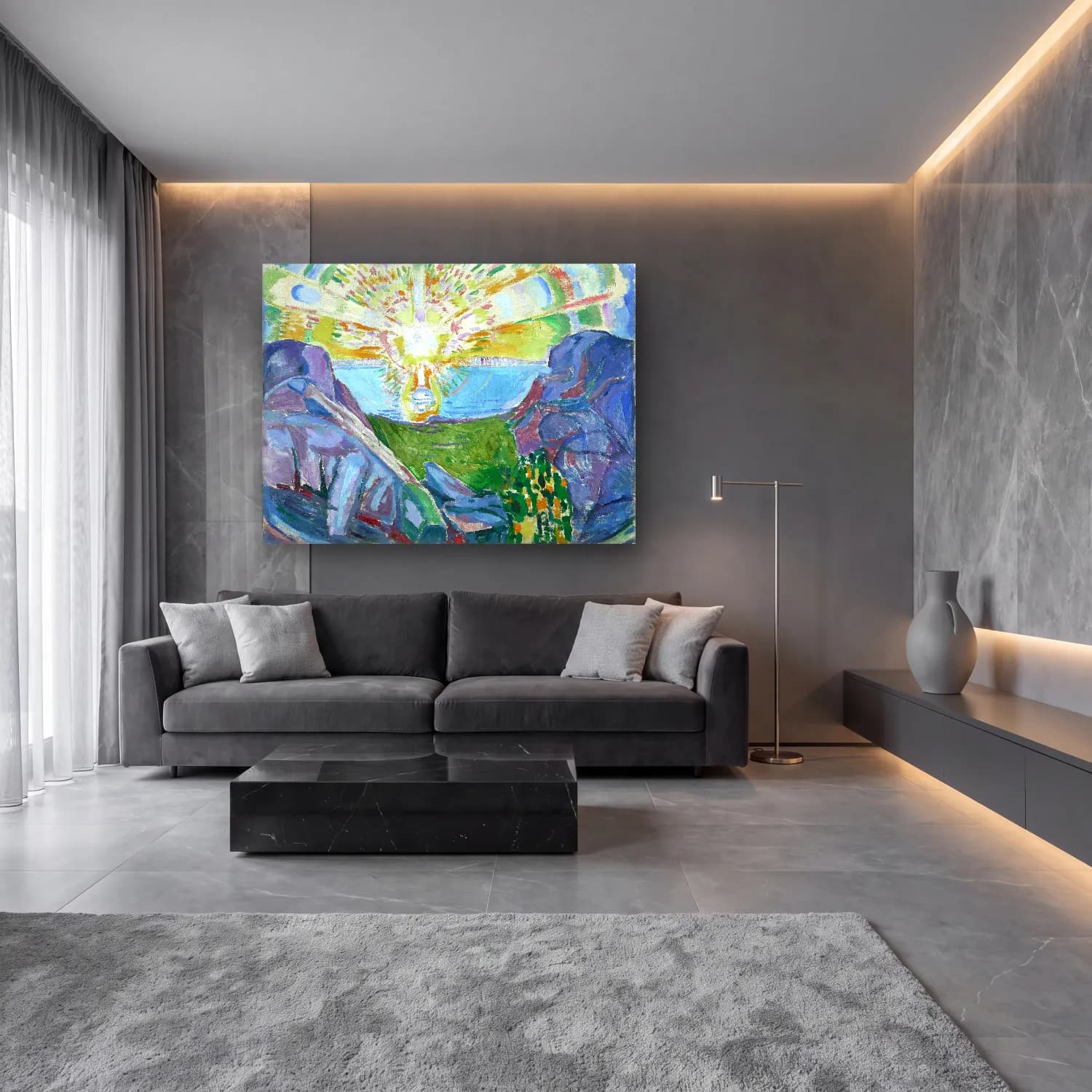 Edvard Munch – The Sun oil painting art cam tablo — lüks salon duvarında