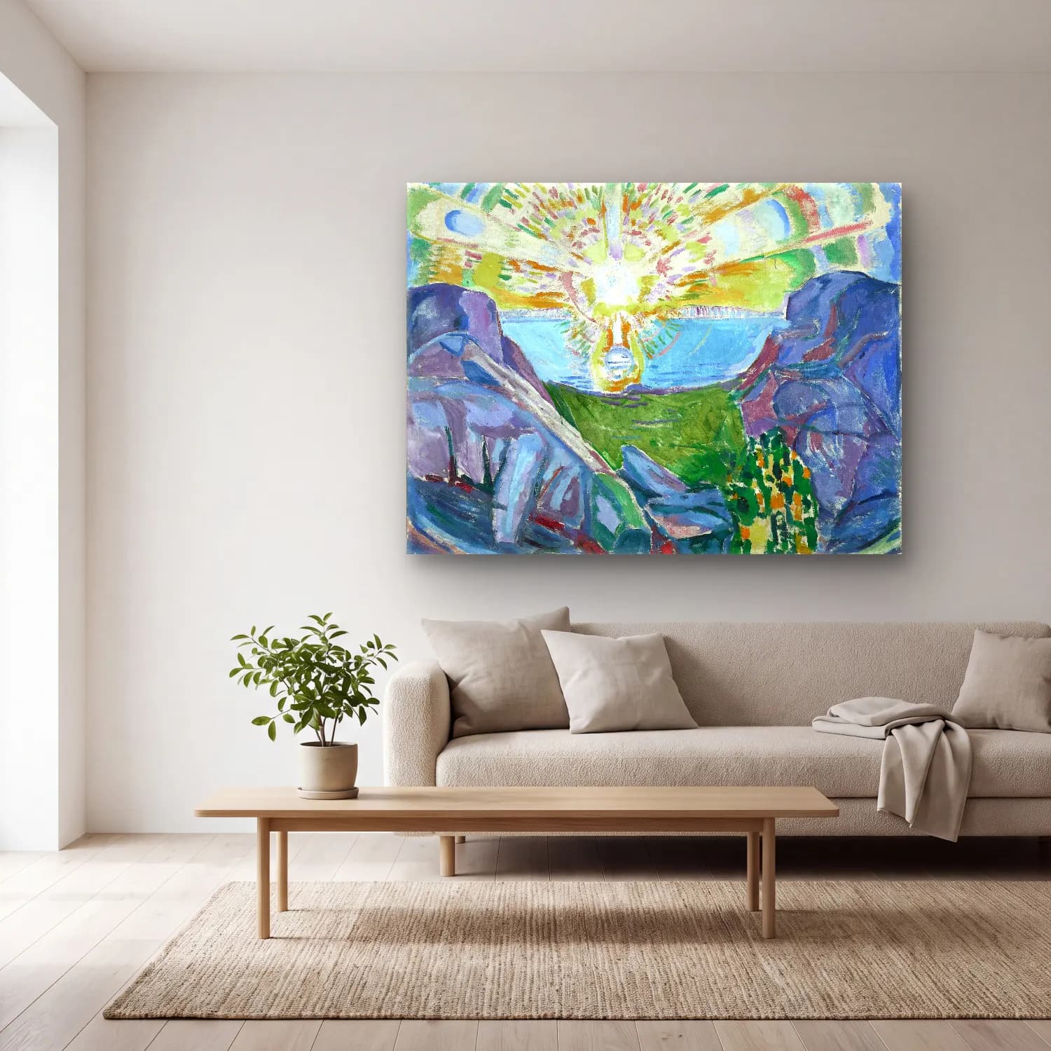 Edvard Munch – The Sun oil painting art cam tablo — açık renk salonda