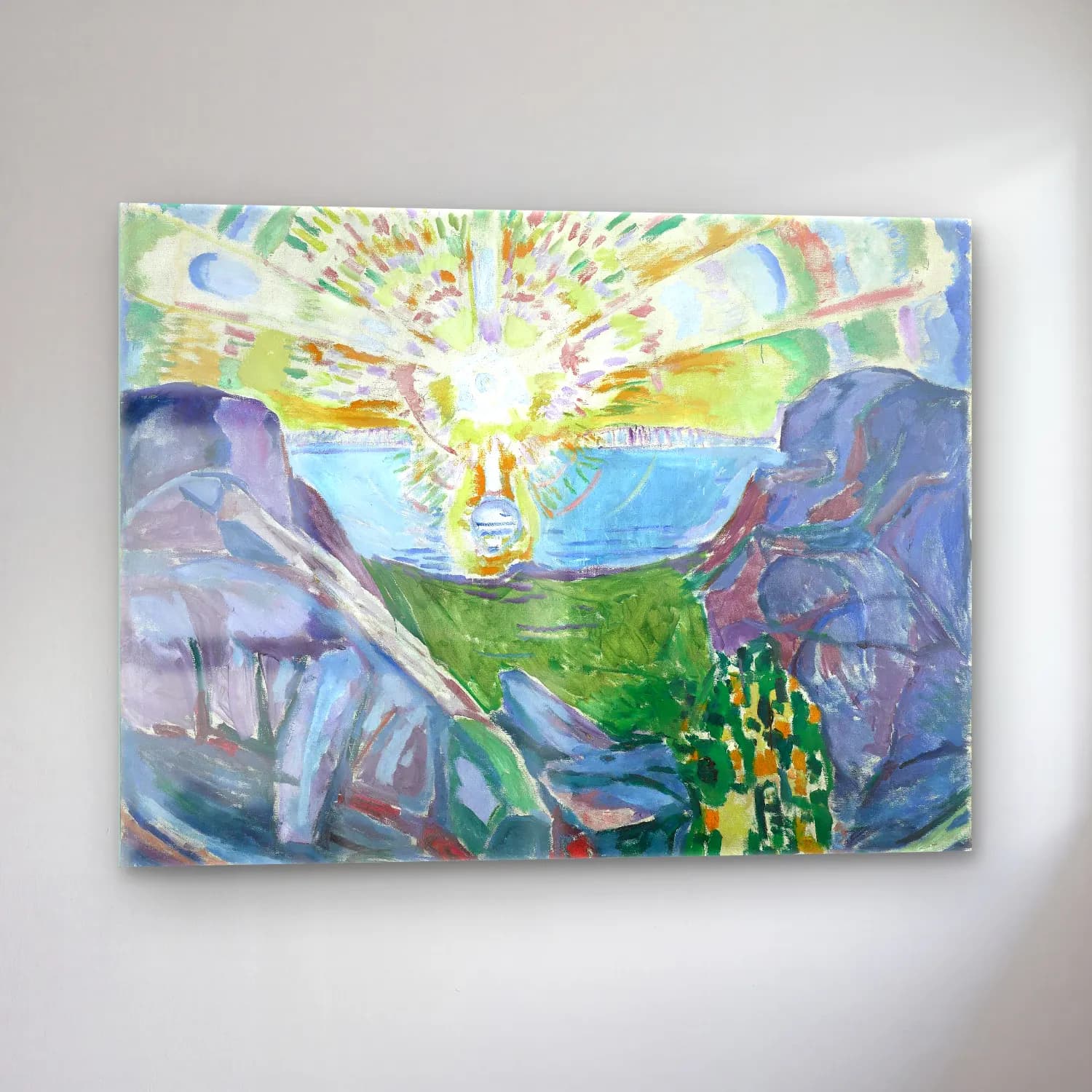 Edvard Munch – The Sun oil painting art cam tablo — sol açıdan görünüm