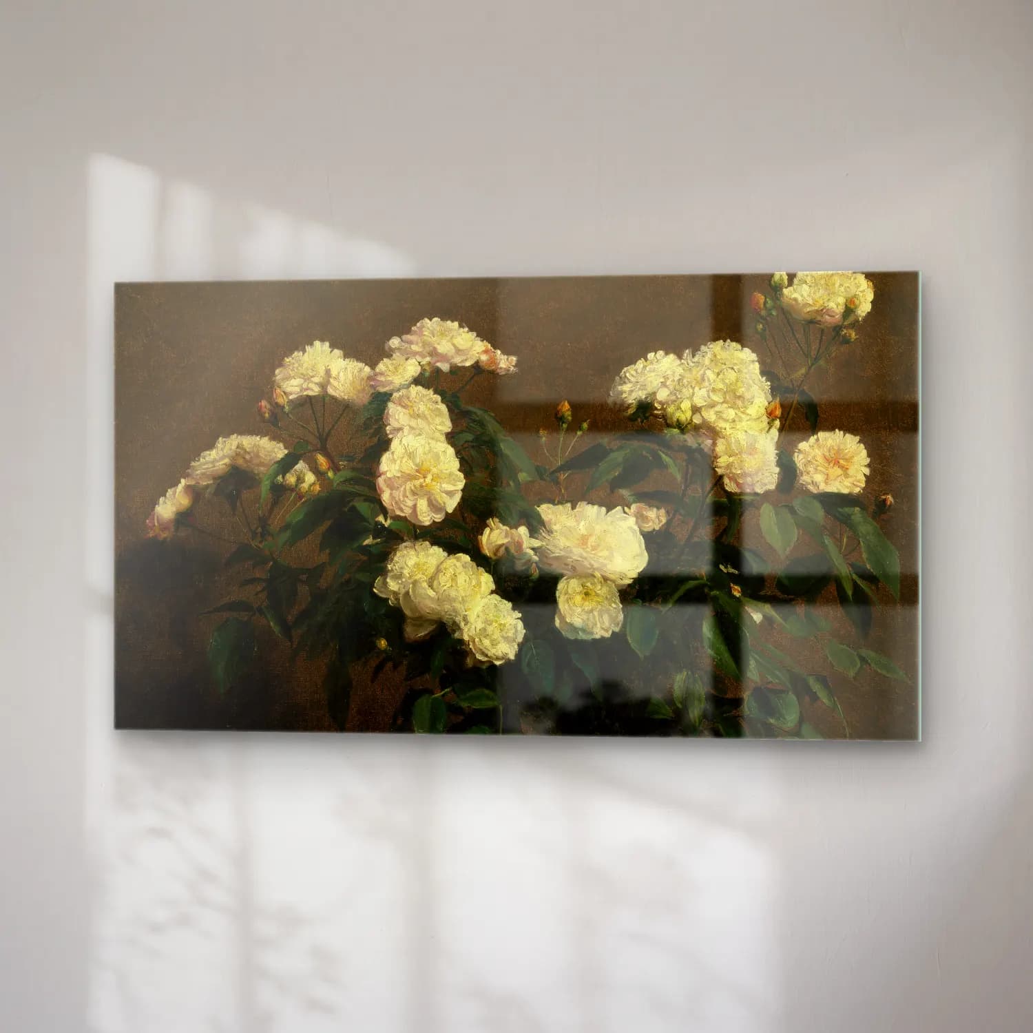 Henri Fantin-Latour – Still Life of White Roses cam tablo — sağ açıdan görünüm