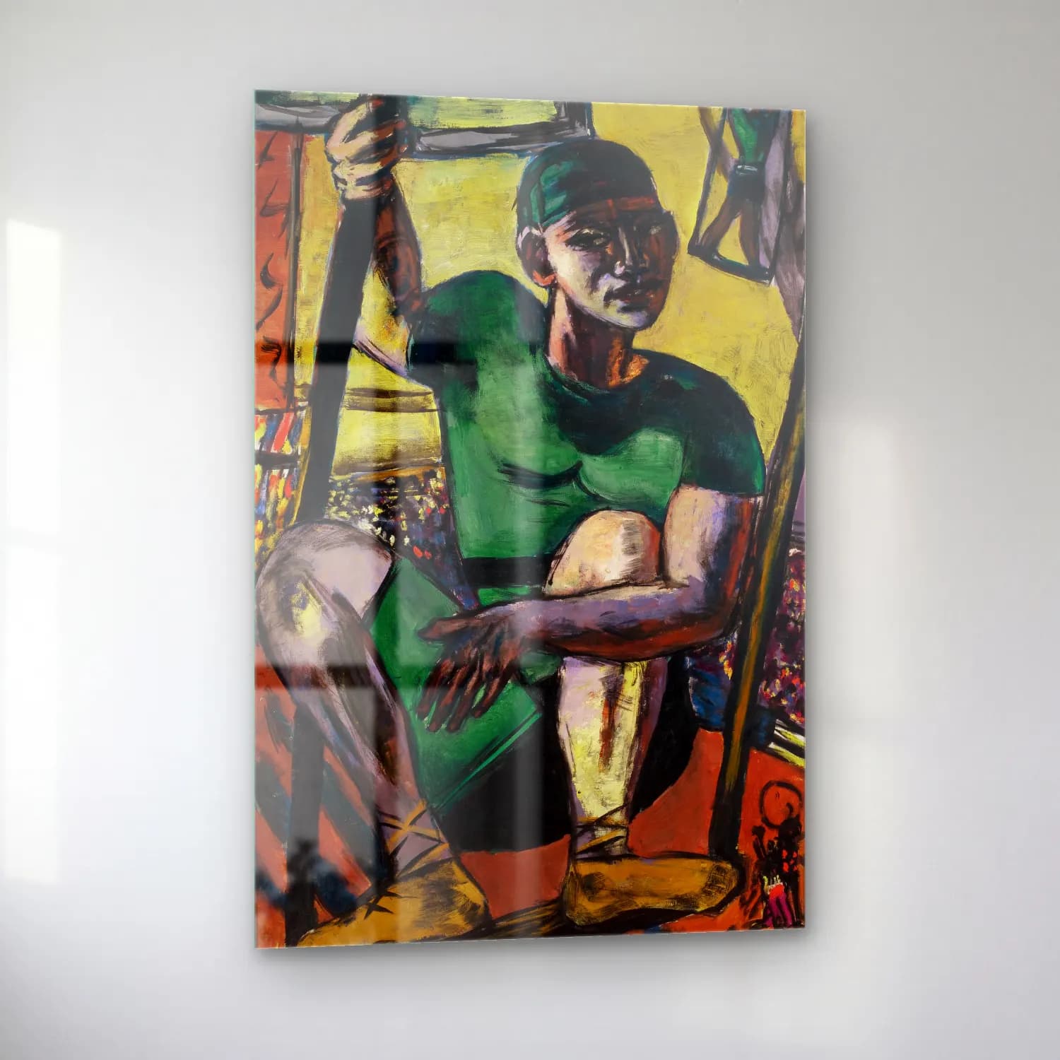 Max Beckmann – Acrobat on the Trapeze cam tablo — sol açıdan görünüm
