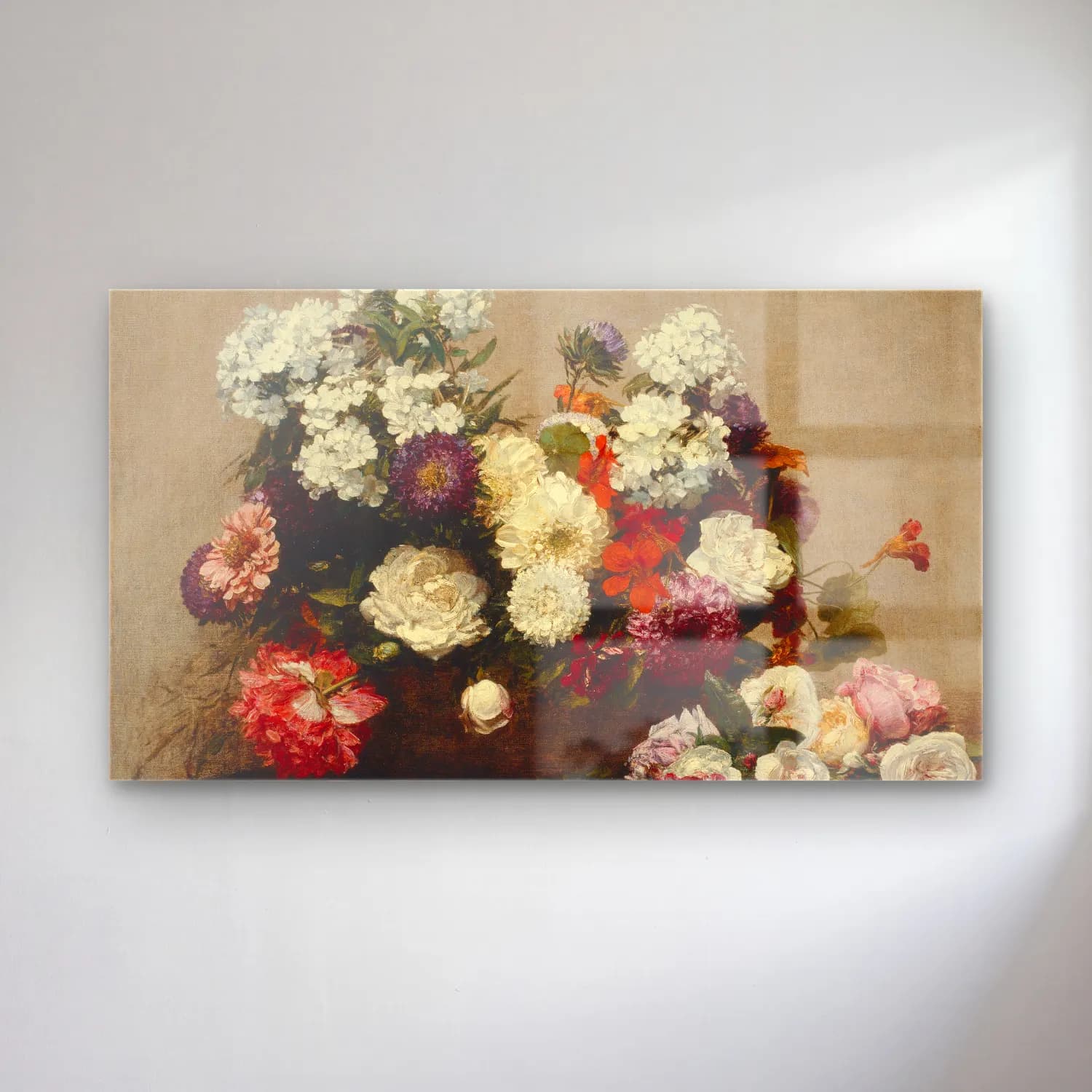 Henri Fantin-Latour – Still Life with Flowers cam tablo — Henri Fantin-Latour – Still Life with Flowers — empresyonist vazoda çiçek buketi