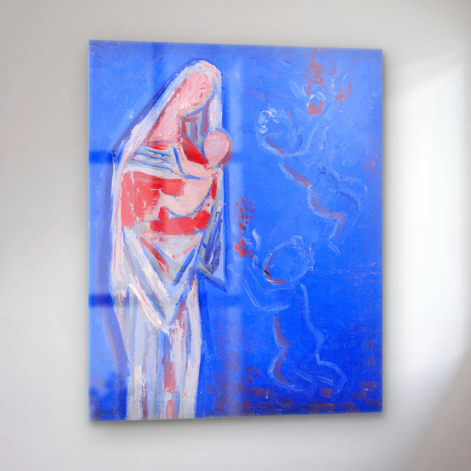Mikuláš Galanda – Standing madonna with an angel cam tablo — sol açıdan görünüm