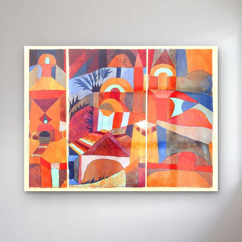 Paul Klee – Temple Gardens No. 3 cam tablo — Paul Klee – Temple Gardens No. 3 — boho soyut manzara